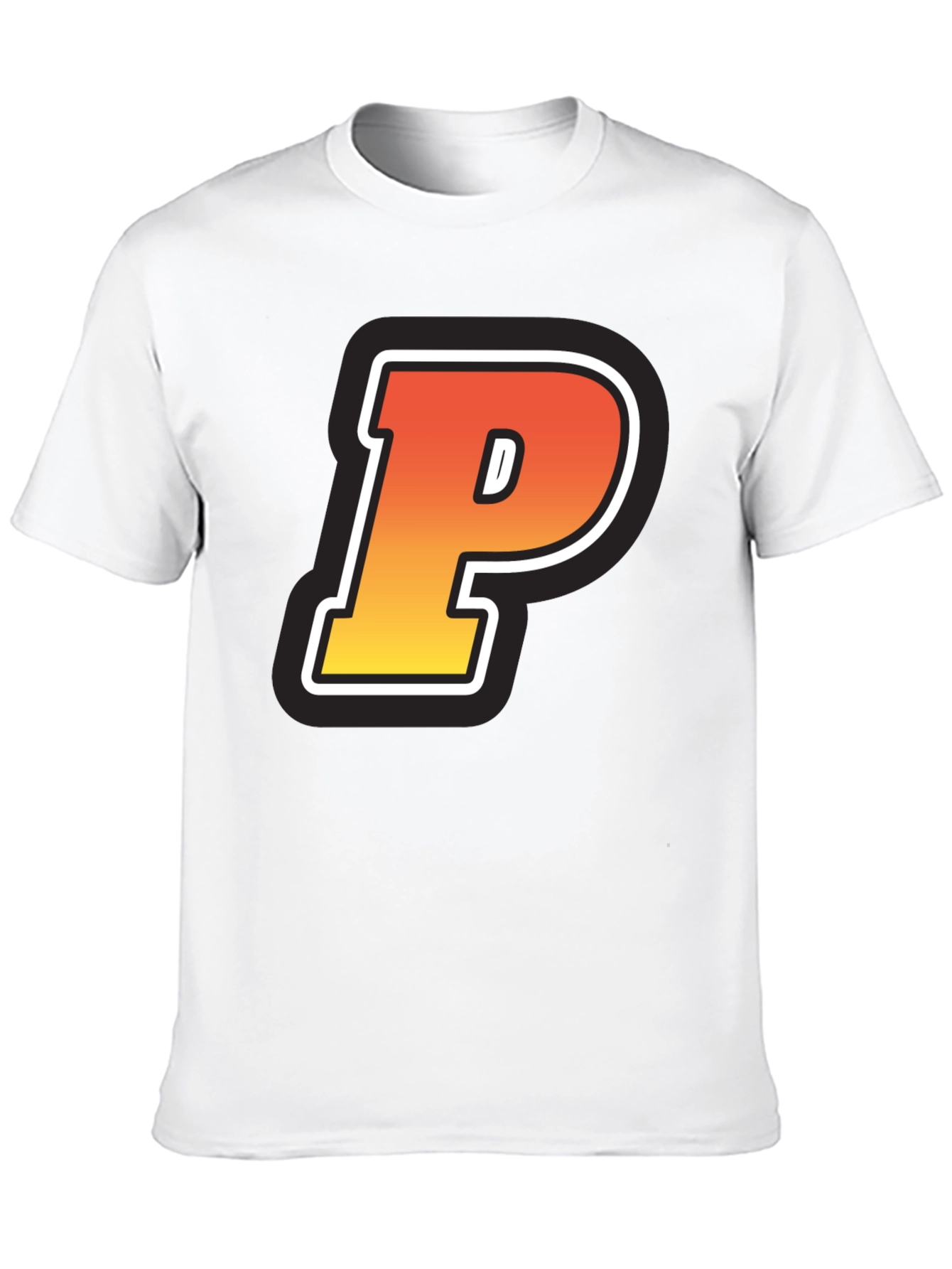 Black Retro P Letter T-Shirt - Black Cotton Tee view 10