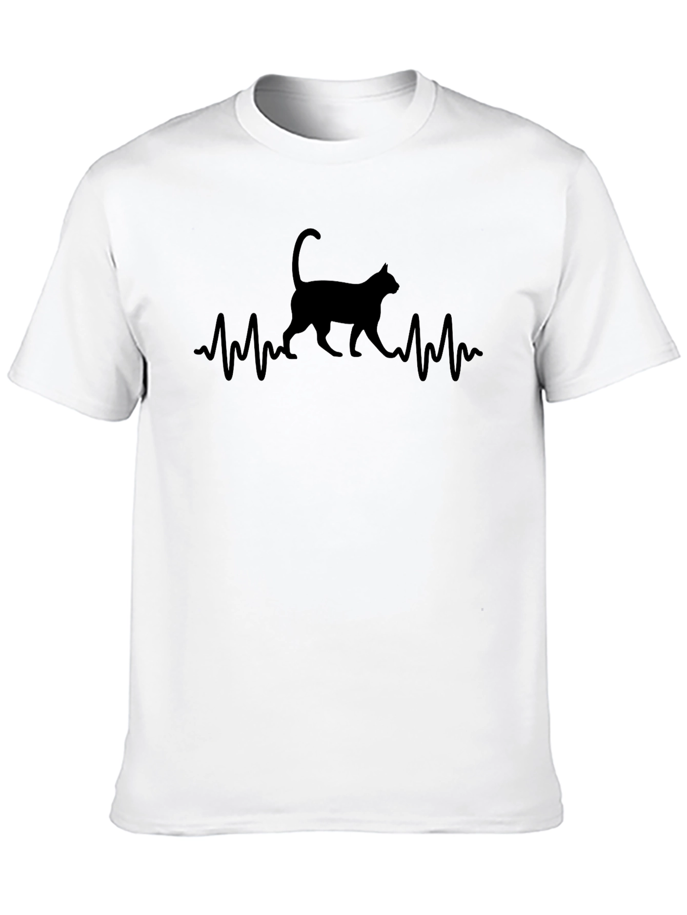 Black Cat Lover T-Shirt - Heartbeat Cat Design view 10