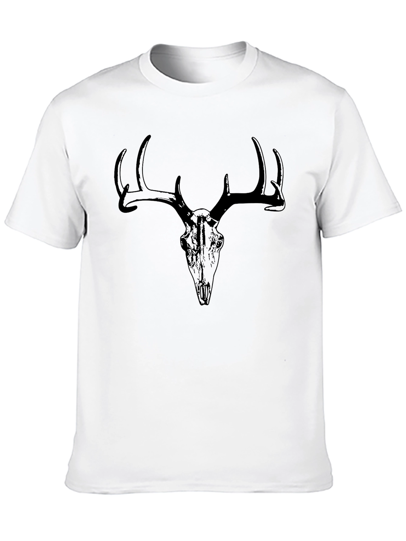 Black Men's Black T-Shirt with Deer Skull Graphic view 10