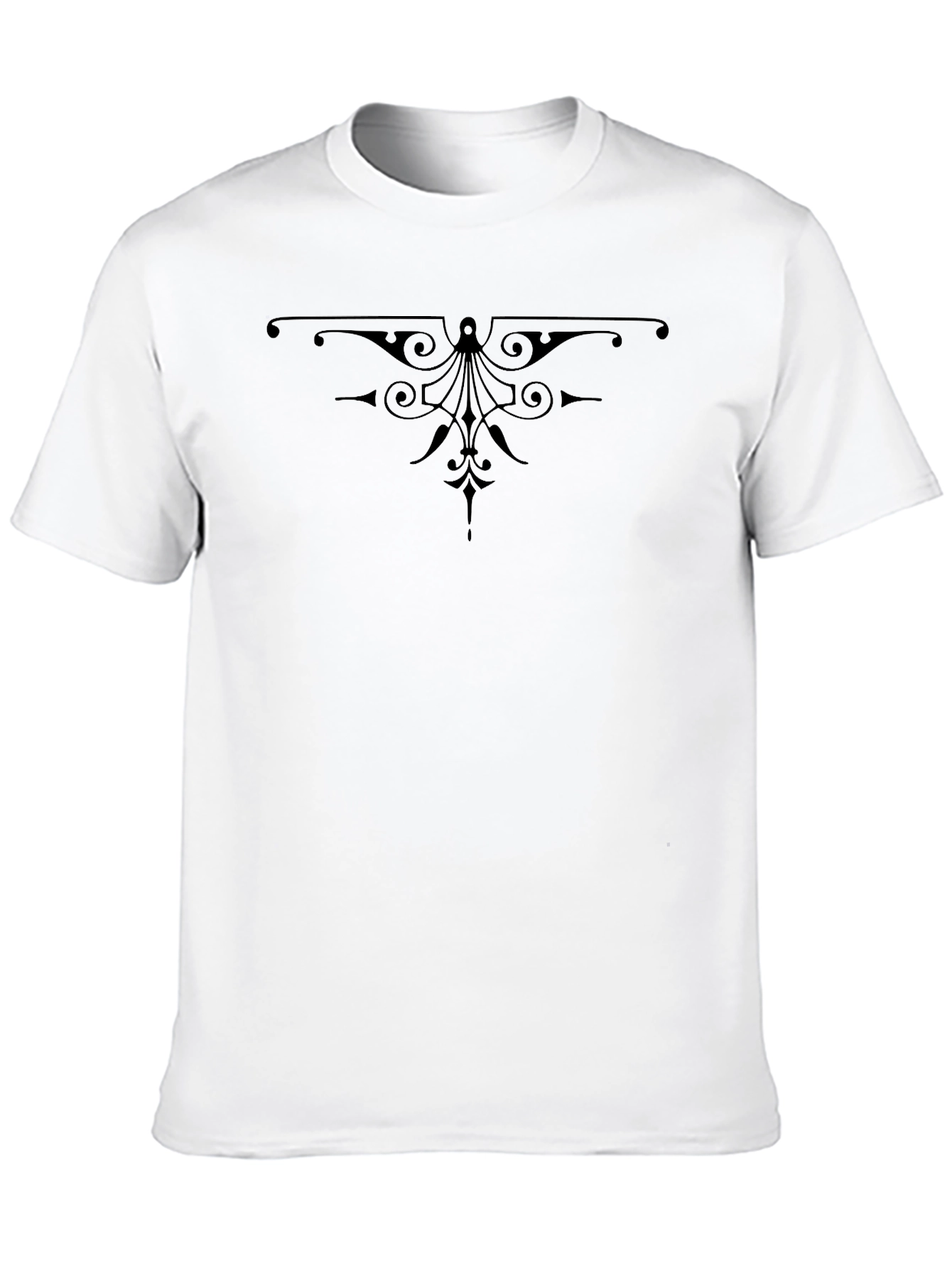 Stylish Black T-Shirt with Ornate Graphic Design - 10