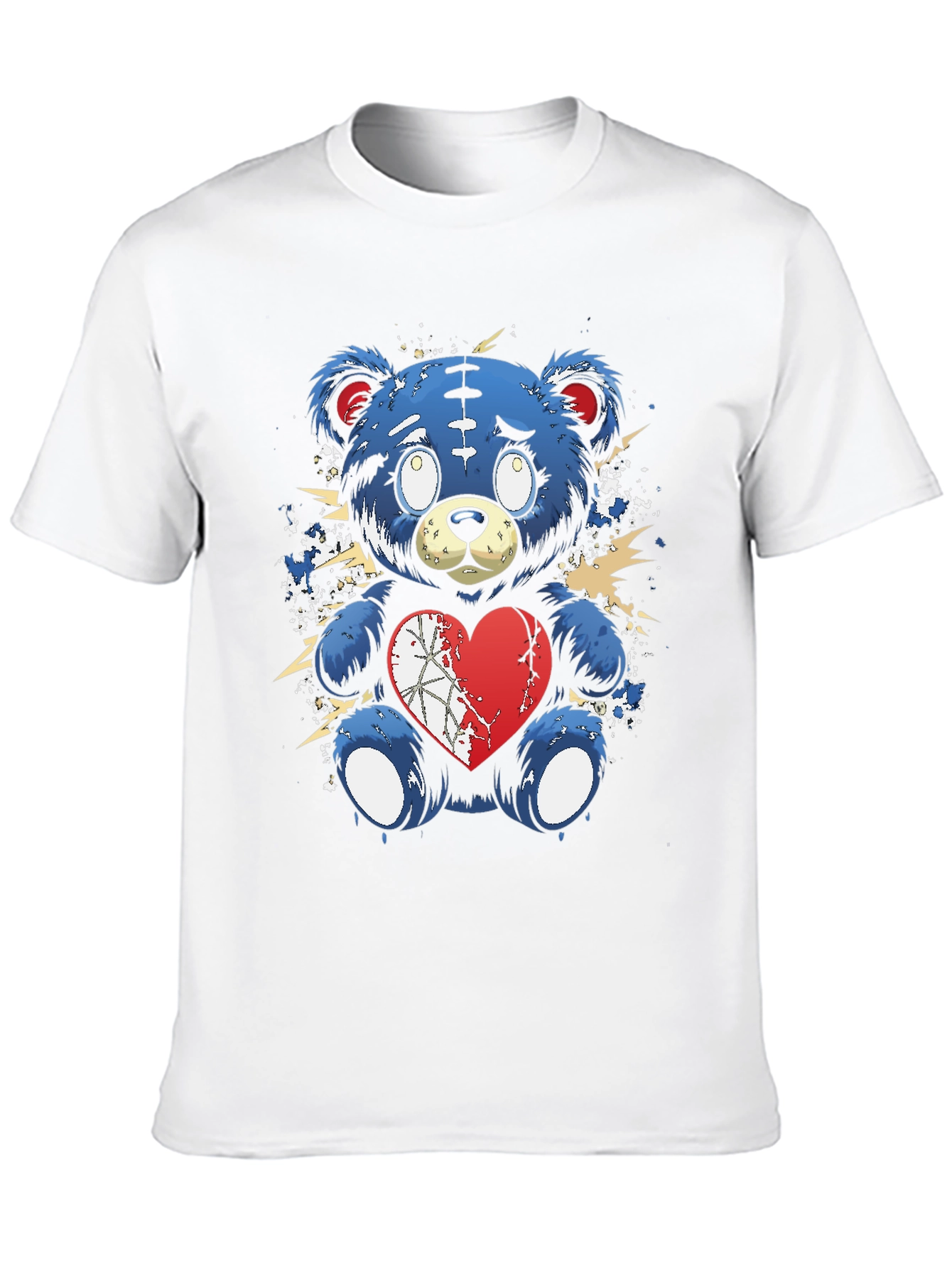 Black Broken Heart Teddy Bear Graphic Tee - Black view 10