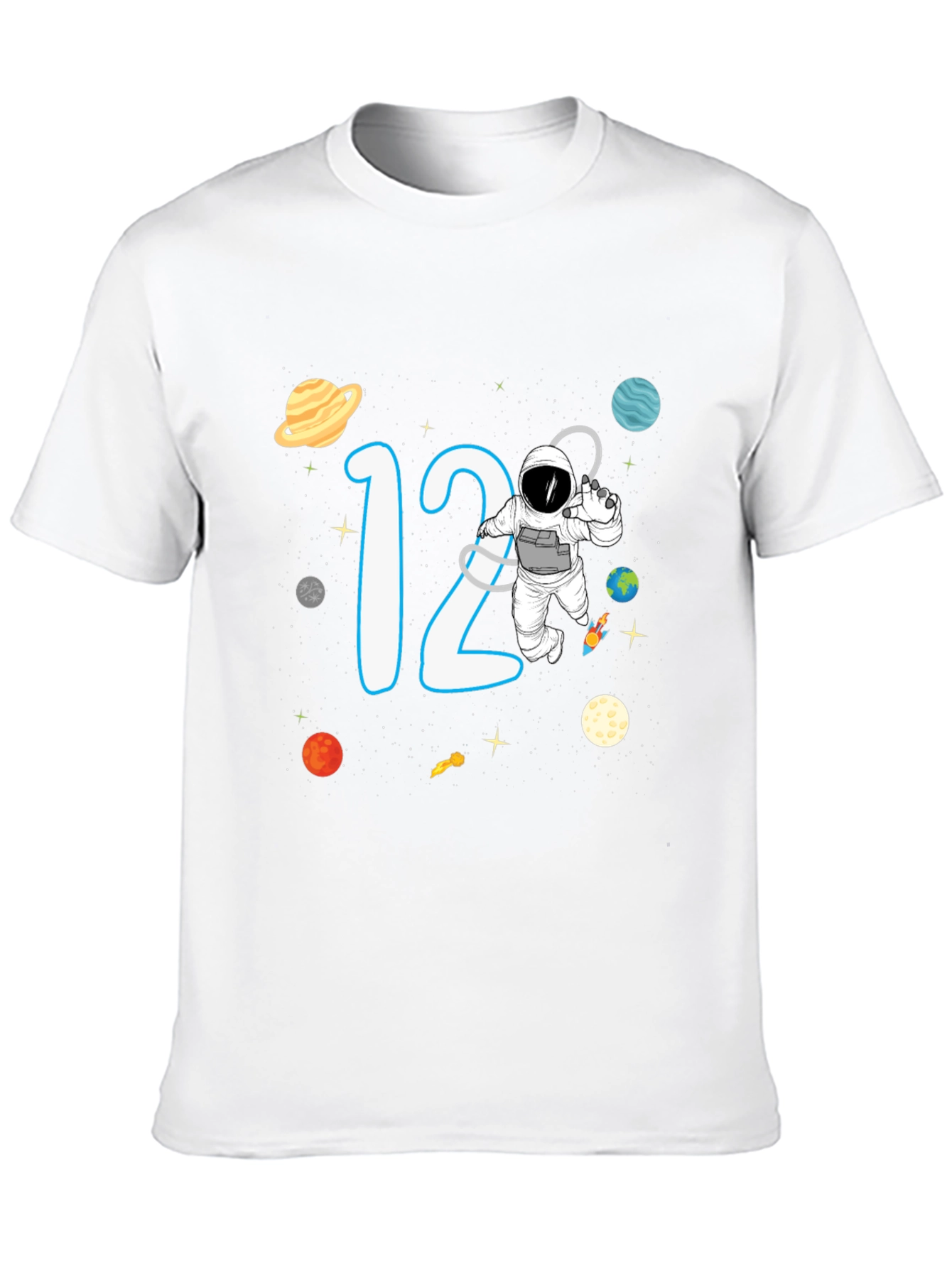 Black 12th Birthday Space Adventure T-Shirt view 10