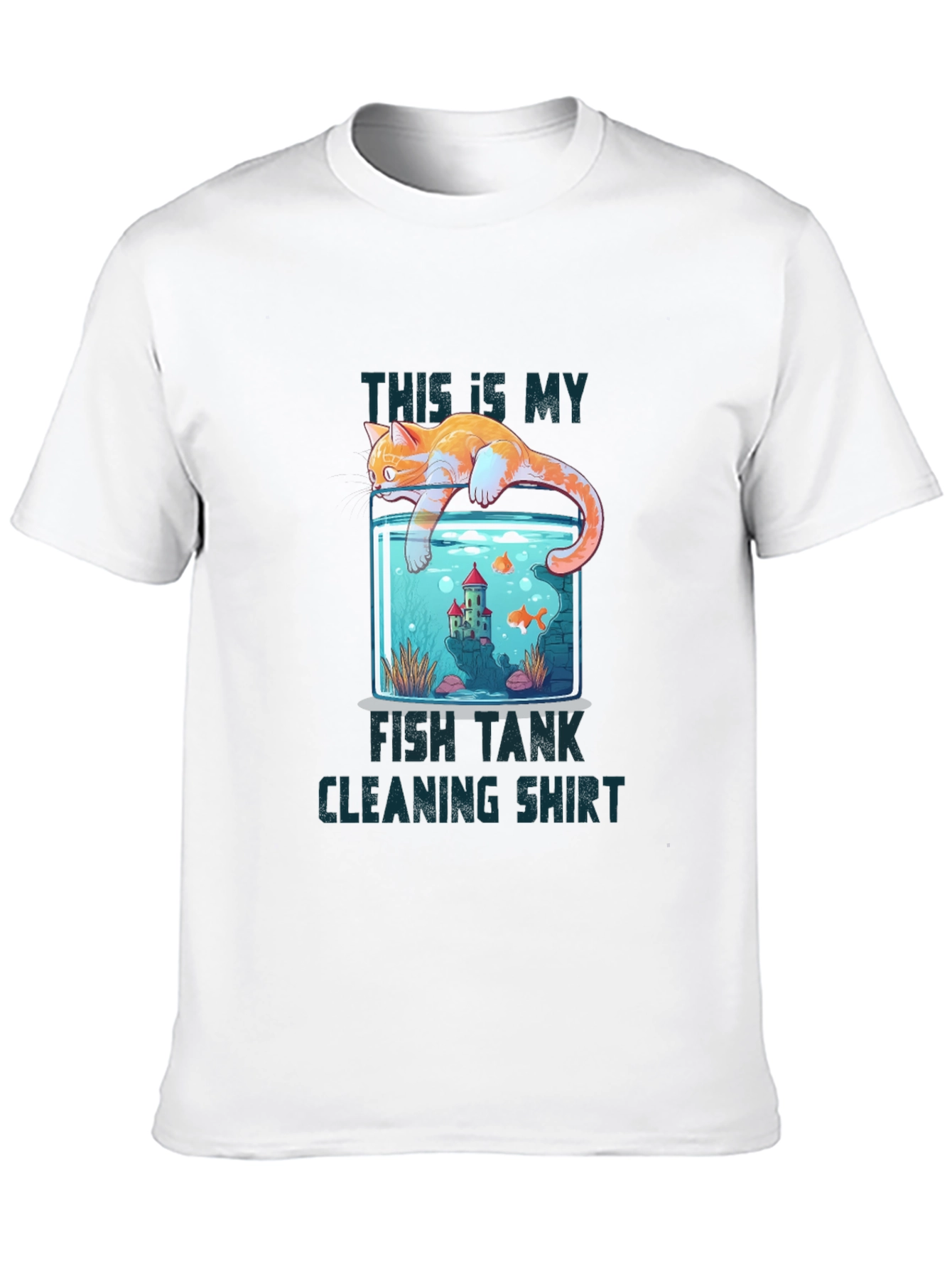 Black Cat Fish Tank Cleaning T-Shirt view 10