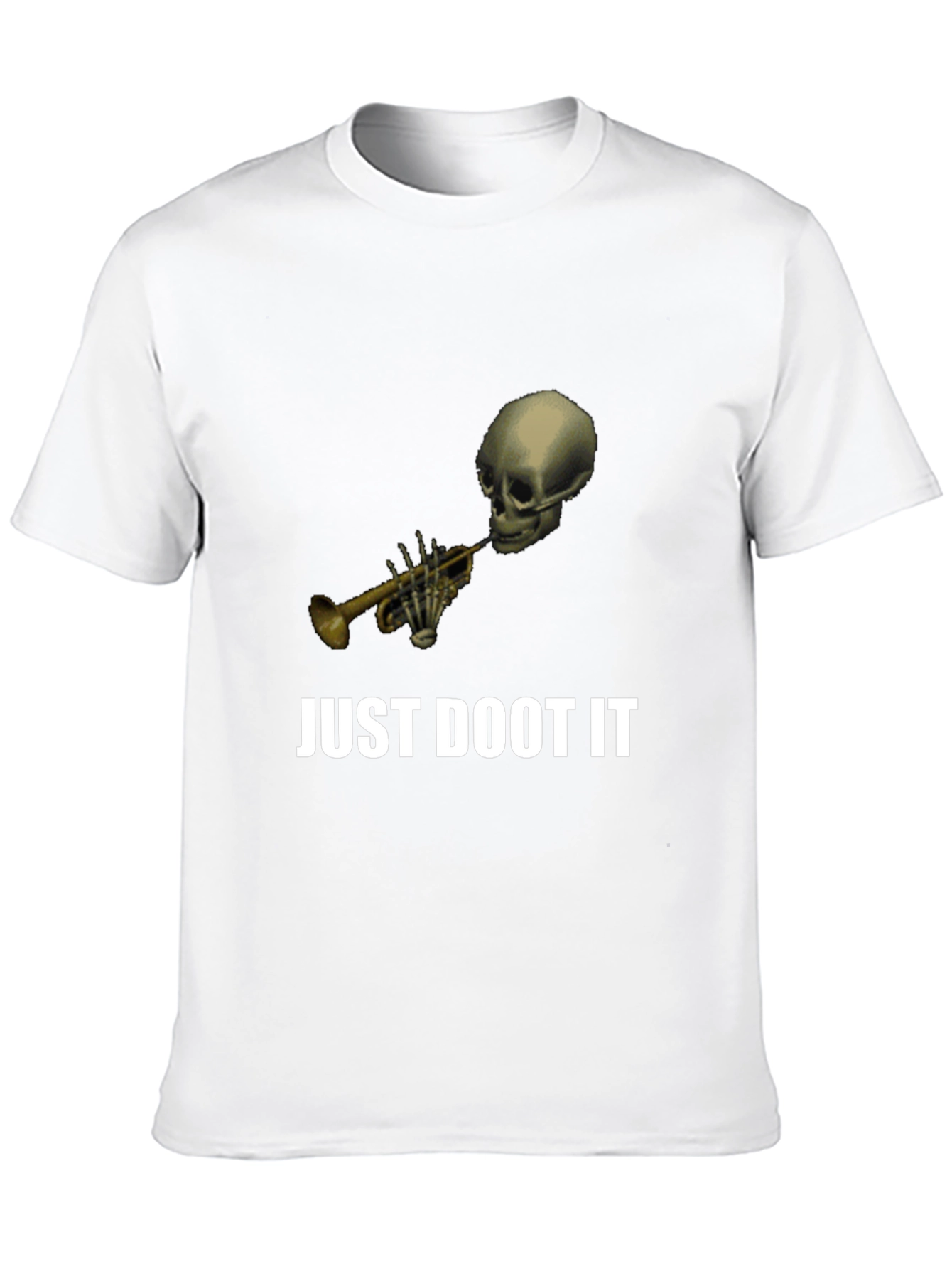 Black Just Doot It Funny Skeleton Trumpet Graphic Tee view 10