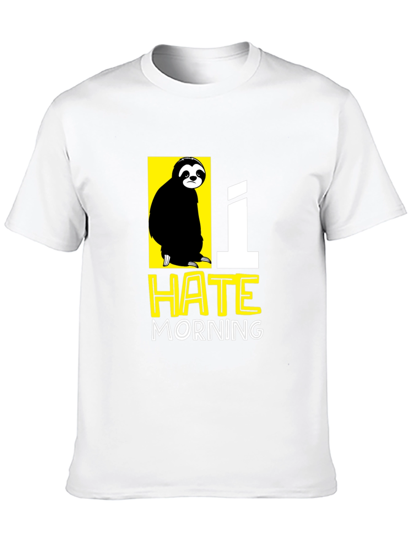 Black I Hate Morning Sloth Graphic T-Shirt view 10