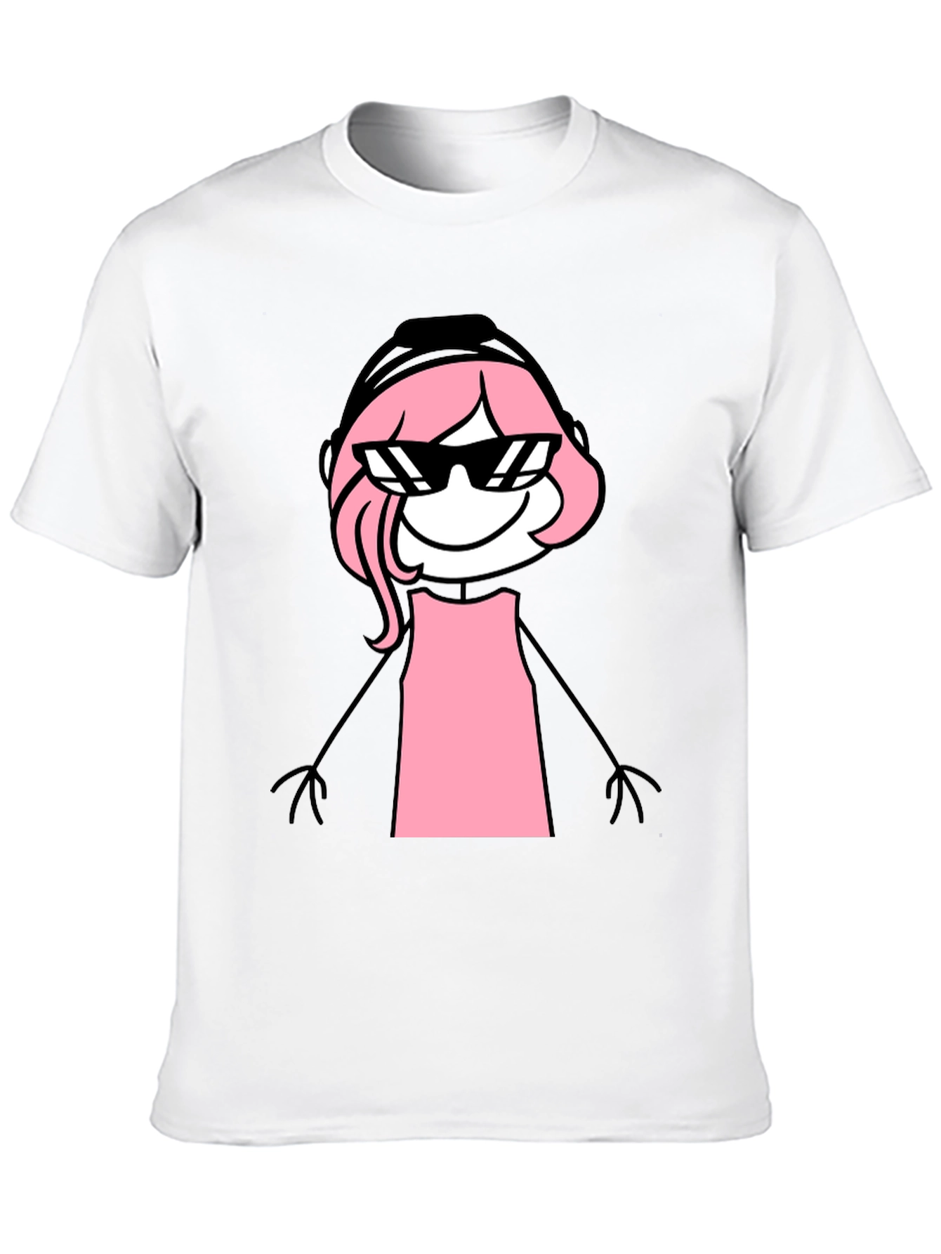 Black Cool Pink Stick Figure Tee view 10