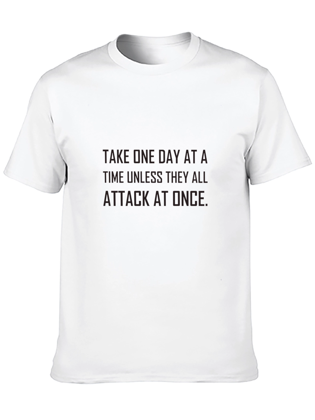 Black Humorous Graphic Tee - 'Take One Day At A Time' Slogan view 10