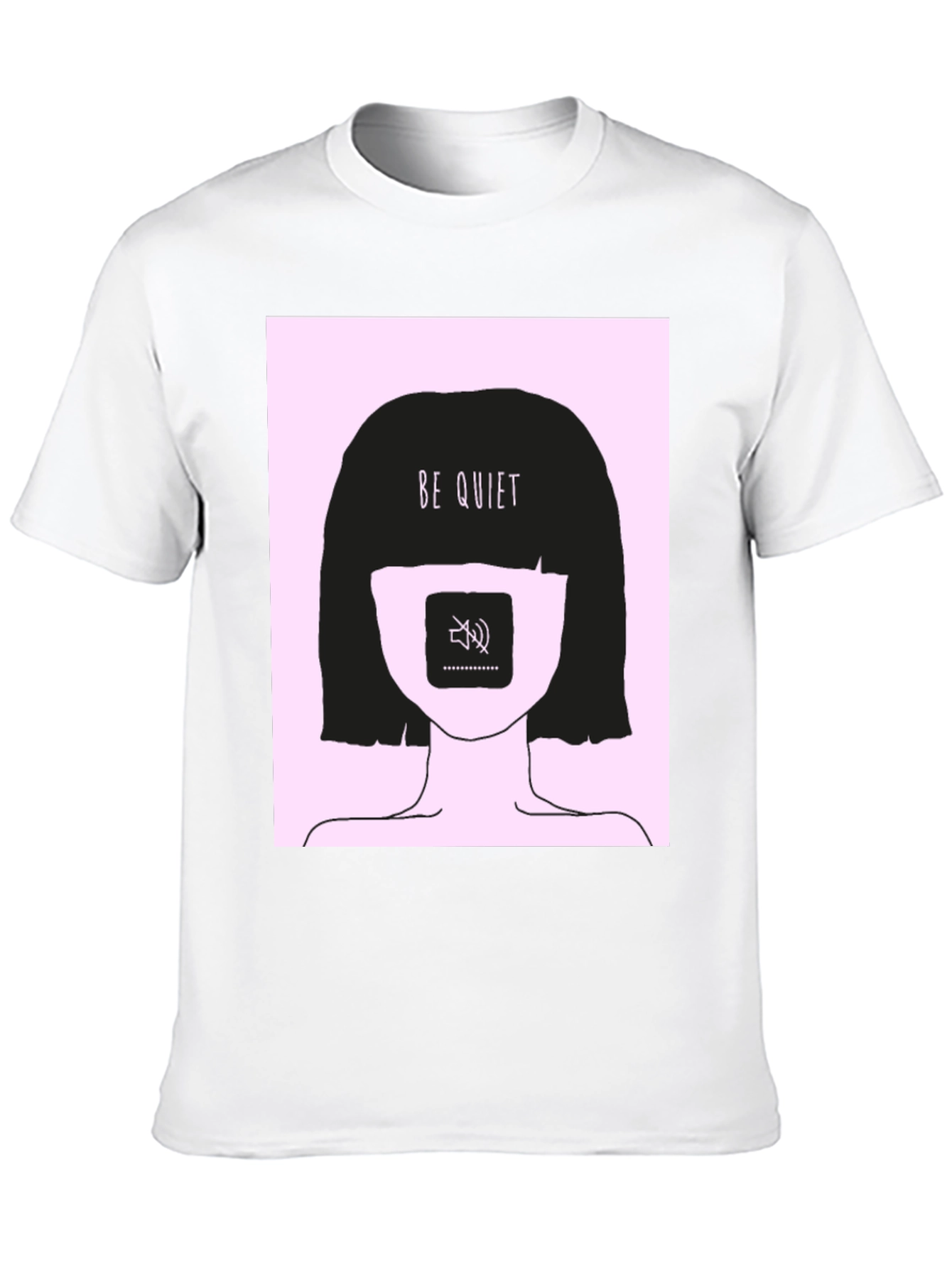 Black Be Quiet Graphic Print Tee - Unisex Black T-Shirt view 10