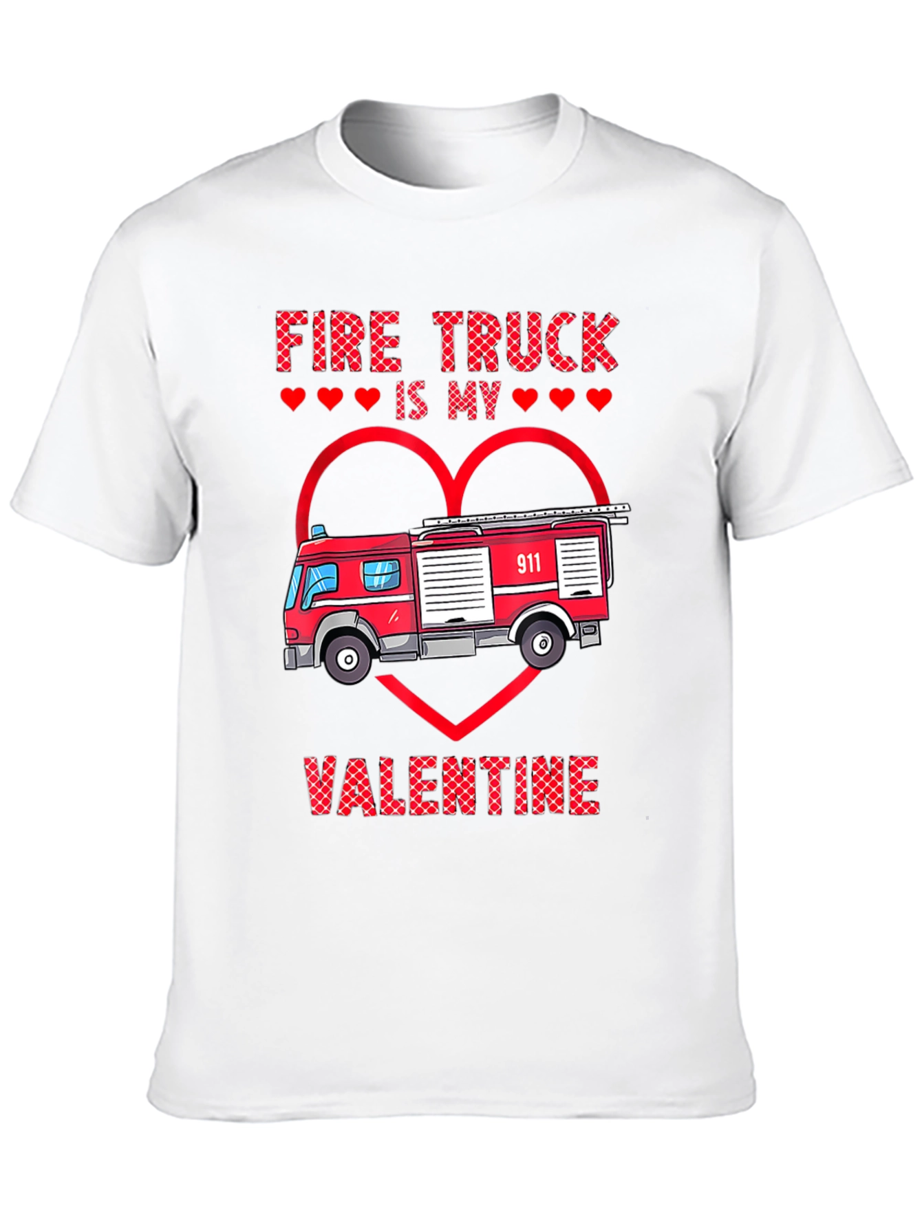 Black Fire Truck Valentine's Day Graphic Tee view 10