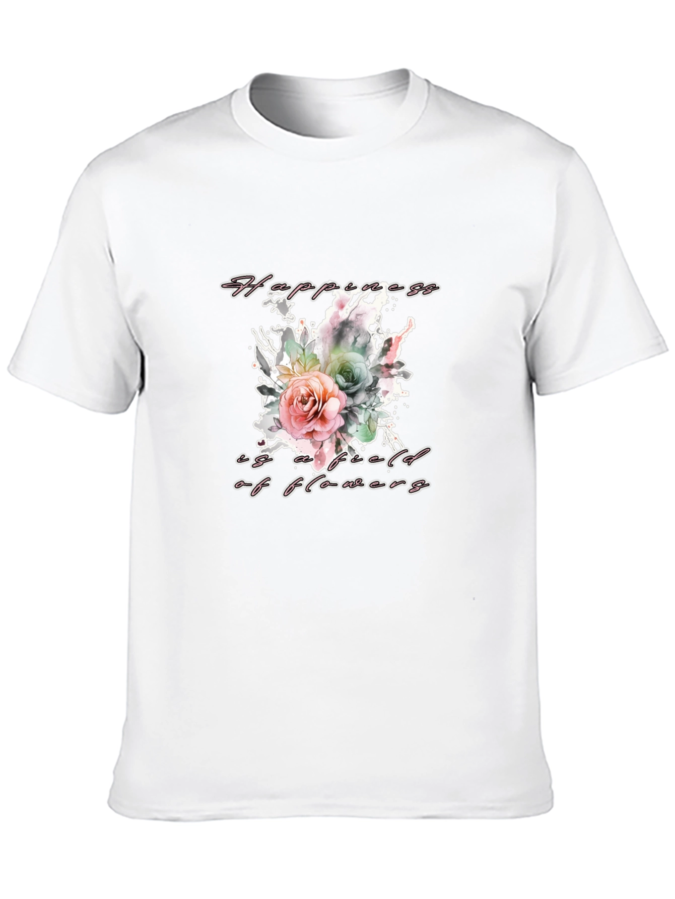 Black Floral Happiness T-Shirt - Stylish & Comfortable view 10