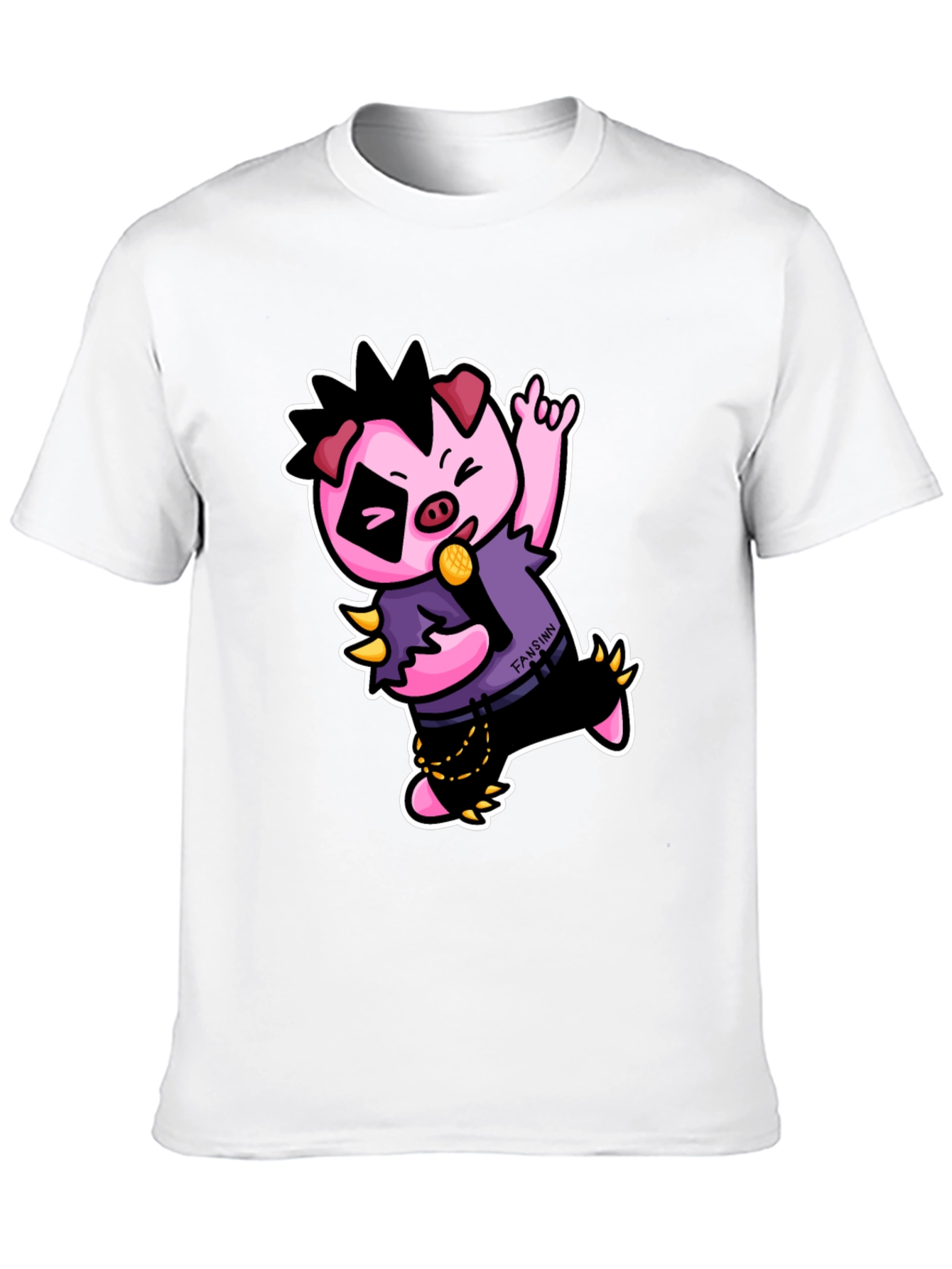 Black Cool Punk Pig T-Shirt - Black view 10