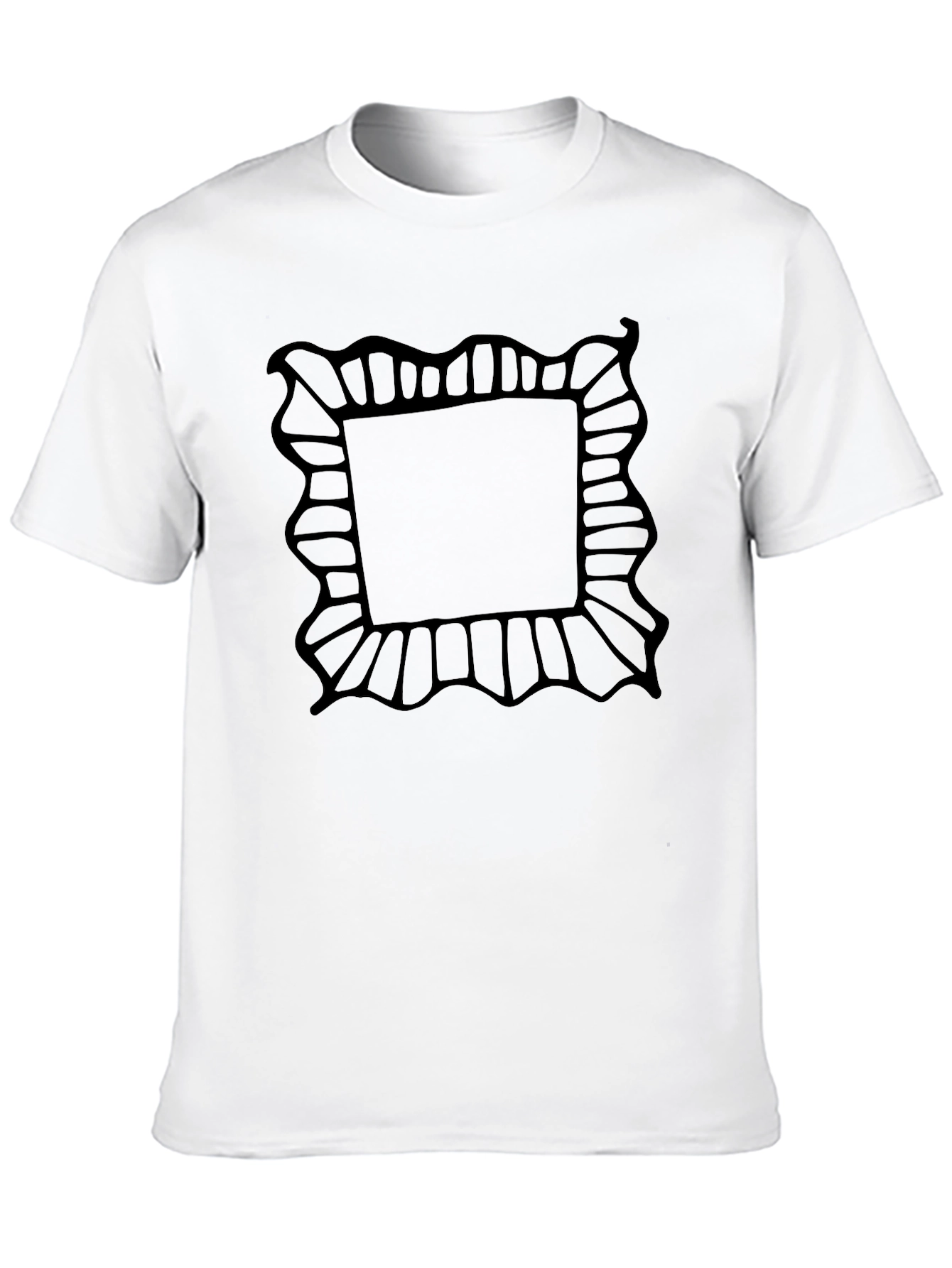Black Black T-Shirt with Abstract Frame Design view 10
