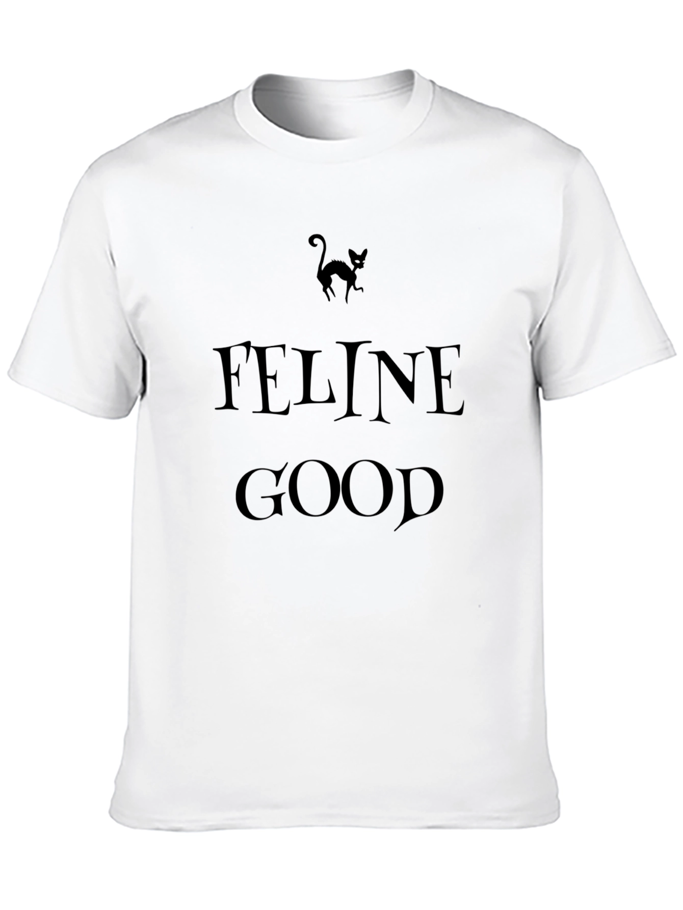 Black Feline Good Graphic Tee - Black Cotton Casual Top view 10