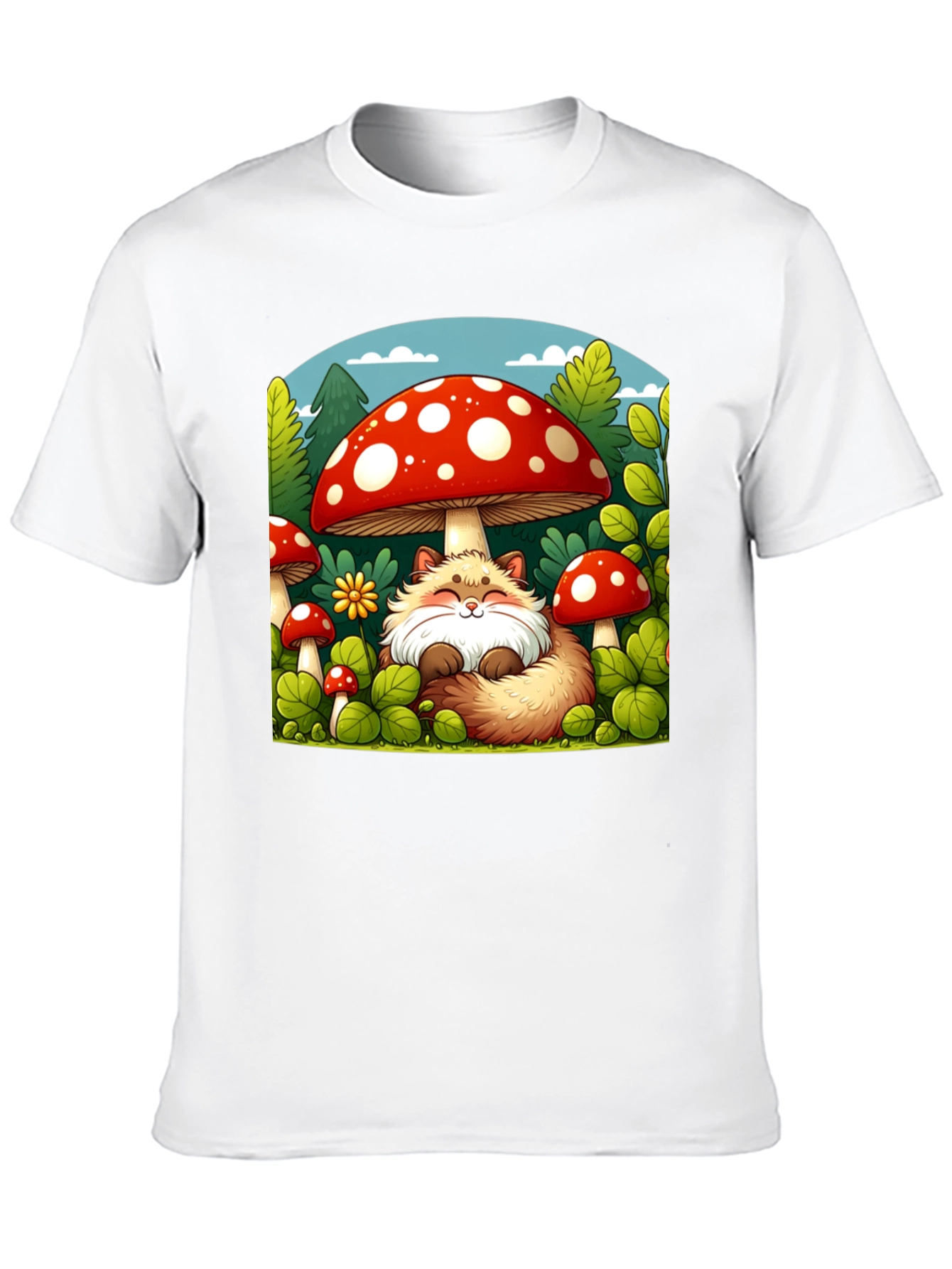 Black Whimsical Fox & Mushroom Graphic T-Shirt view 10