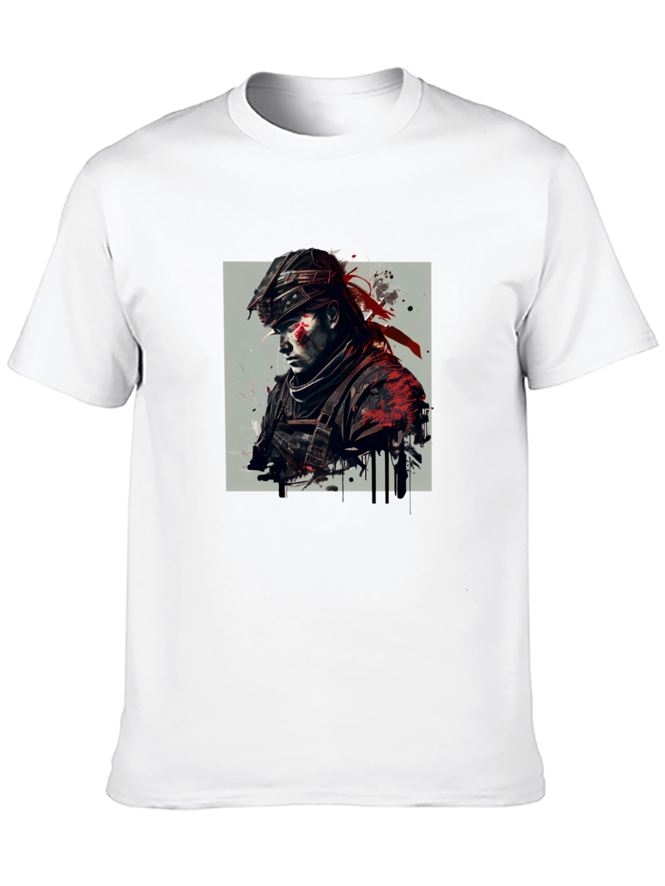 Black Edgy Warrior Graphic Tee - Black Cotton Blend view 10