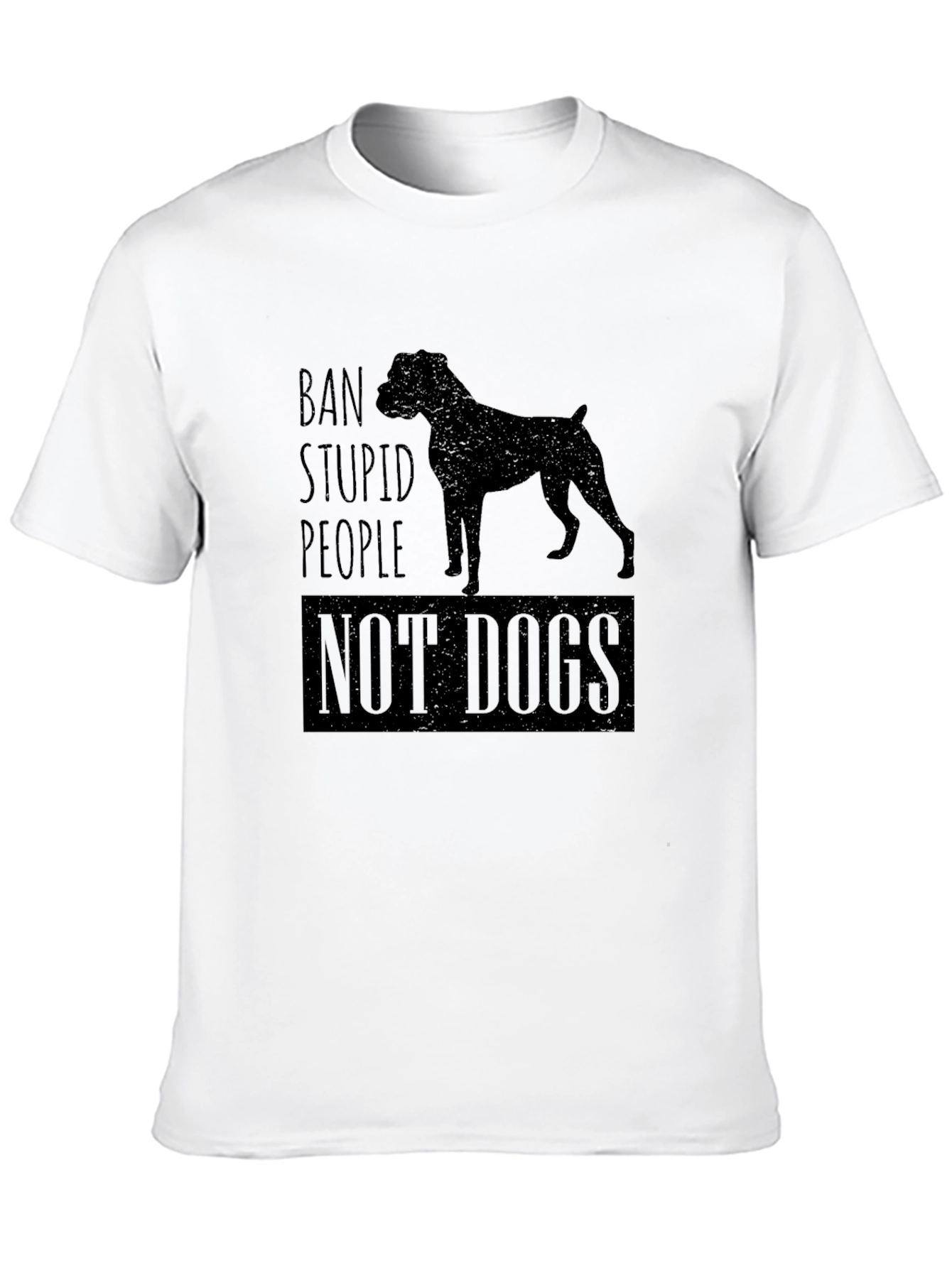 Black Ban Stupid People Not Dogs Black T-Shirt view 10