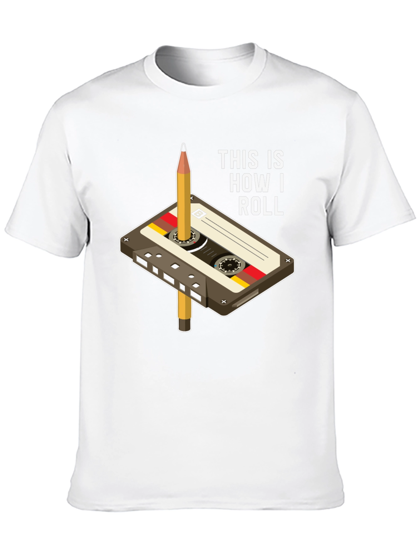 Black Retro Cassette Tape & Pencil T-Shirt - This Is How I Roll view 10