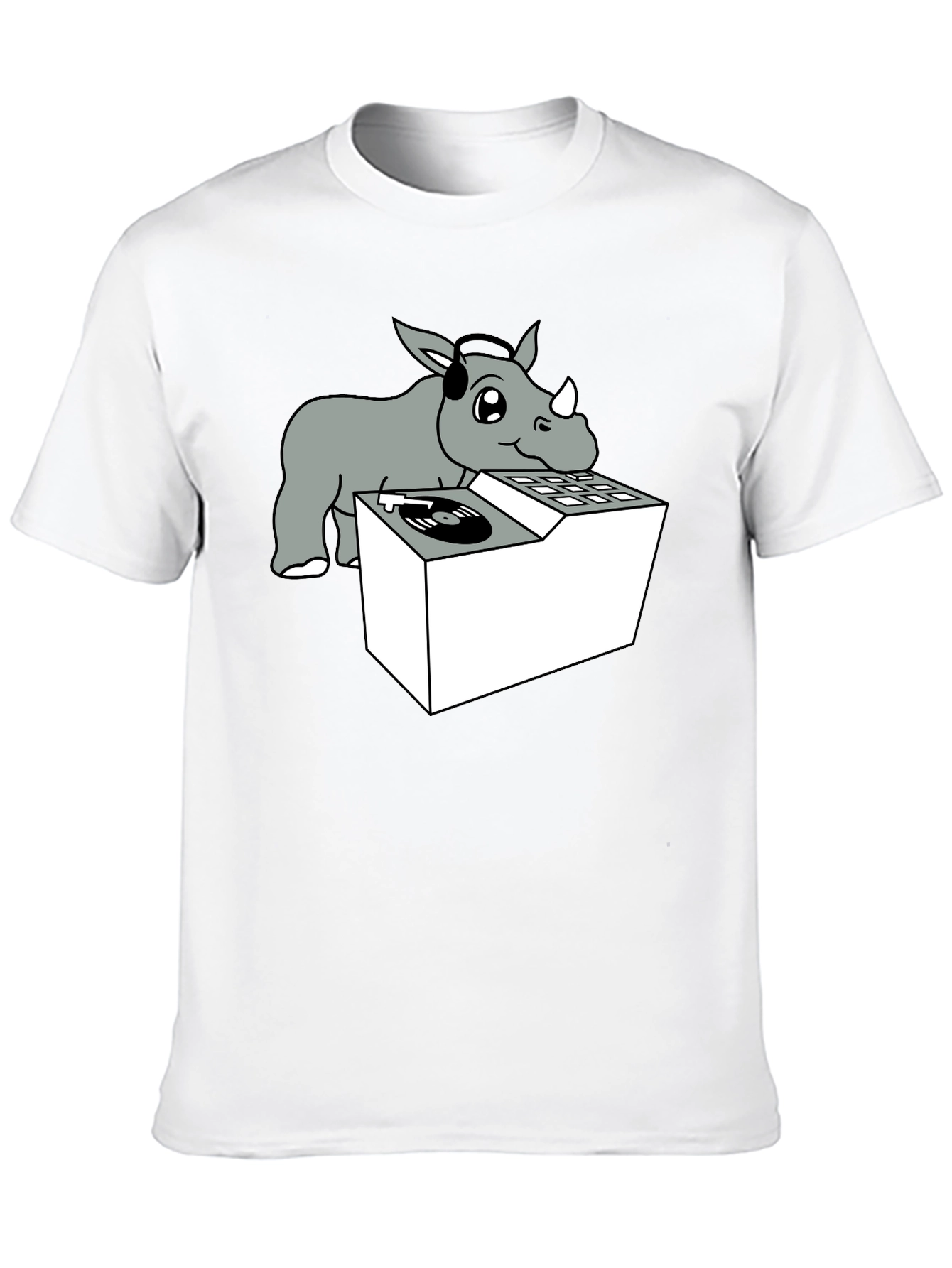 Black DJ Rhino Graphic Tee - Music Lover Shirt view 10