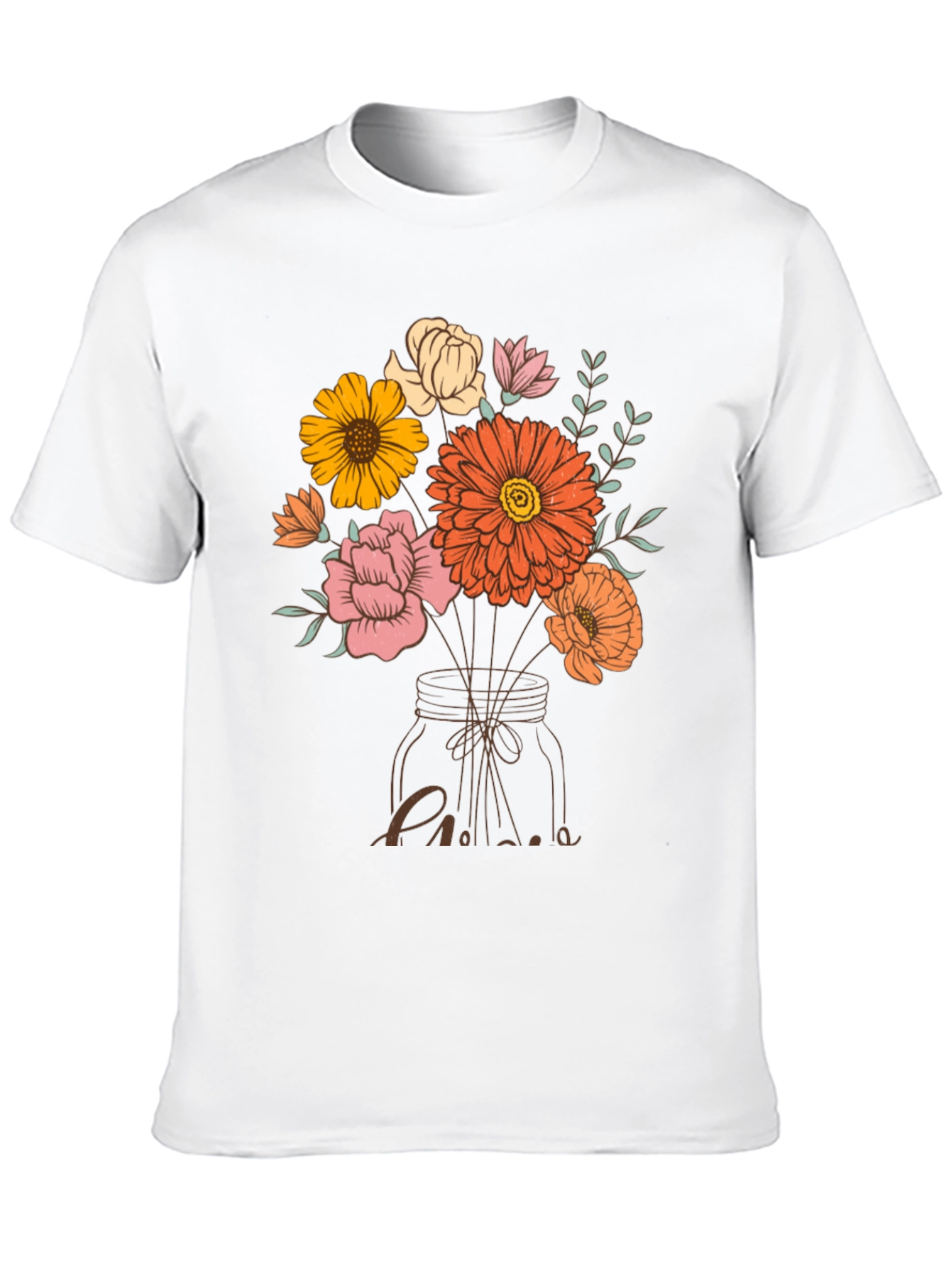 Black Floral Bouquet in Mason Jar Graphic Tee view 10