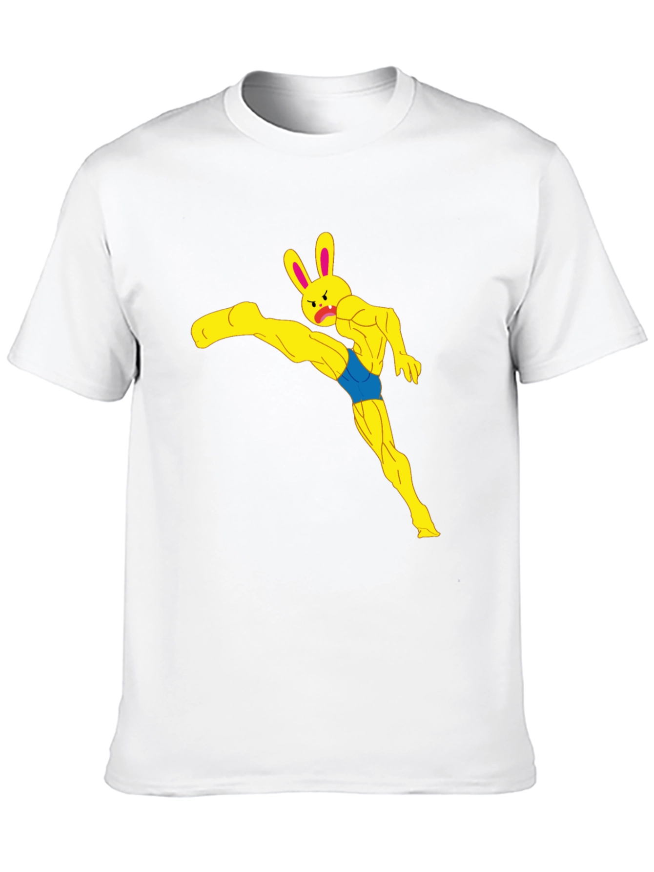 Black Funny Muscle Bunny Graphic Tee - Black view 10