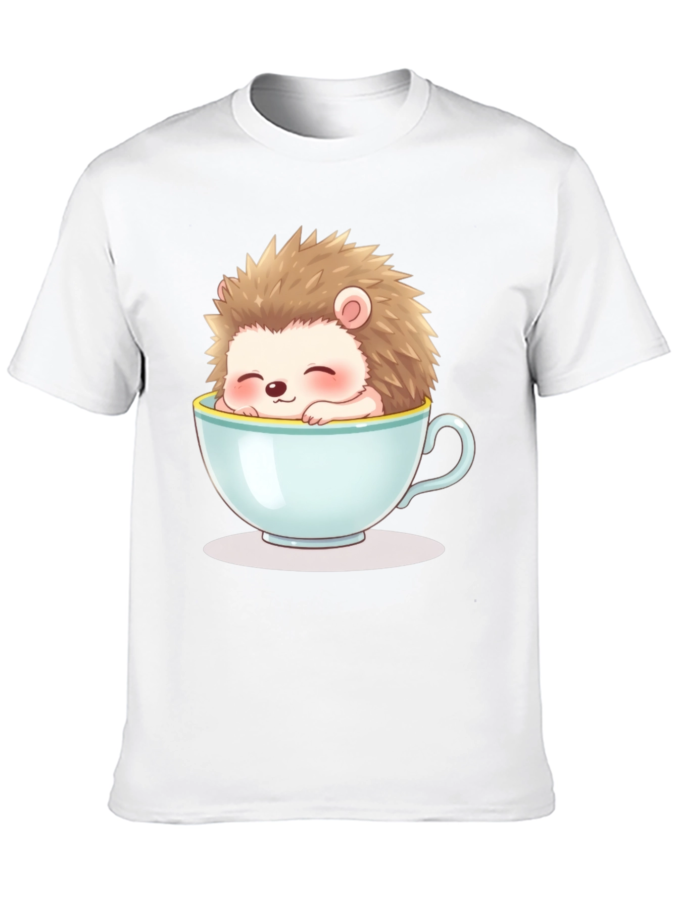 Black Cute Hedgehog in Teacup Graphic Tee - Unisex view 10