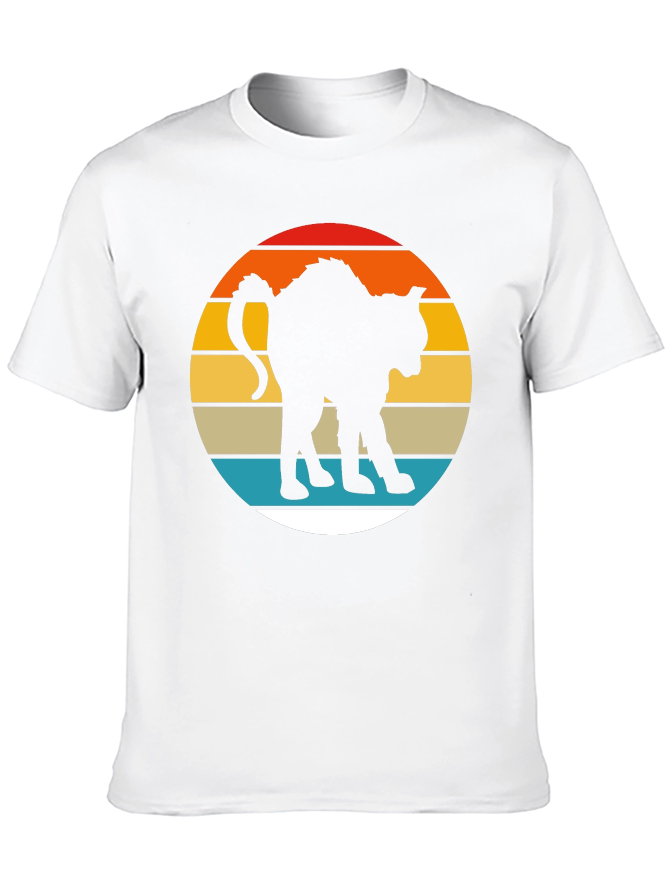 Black Retro Cat Silhouette Graphic Tee - Men's Black T-Shirt view 10