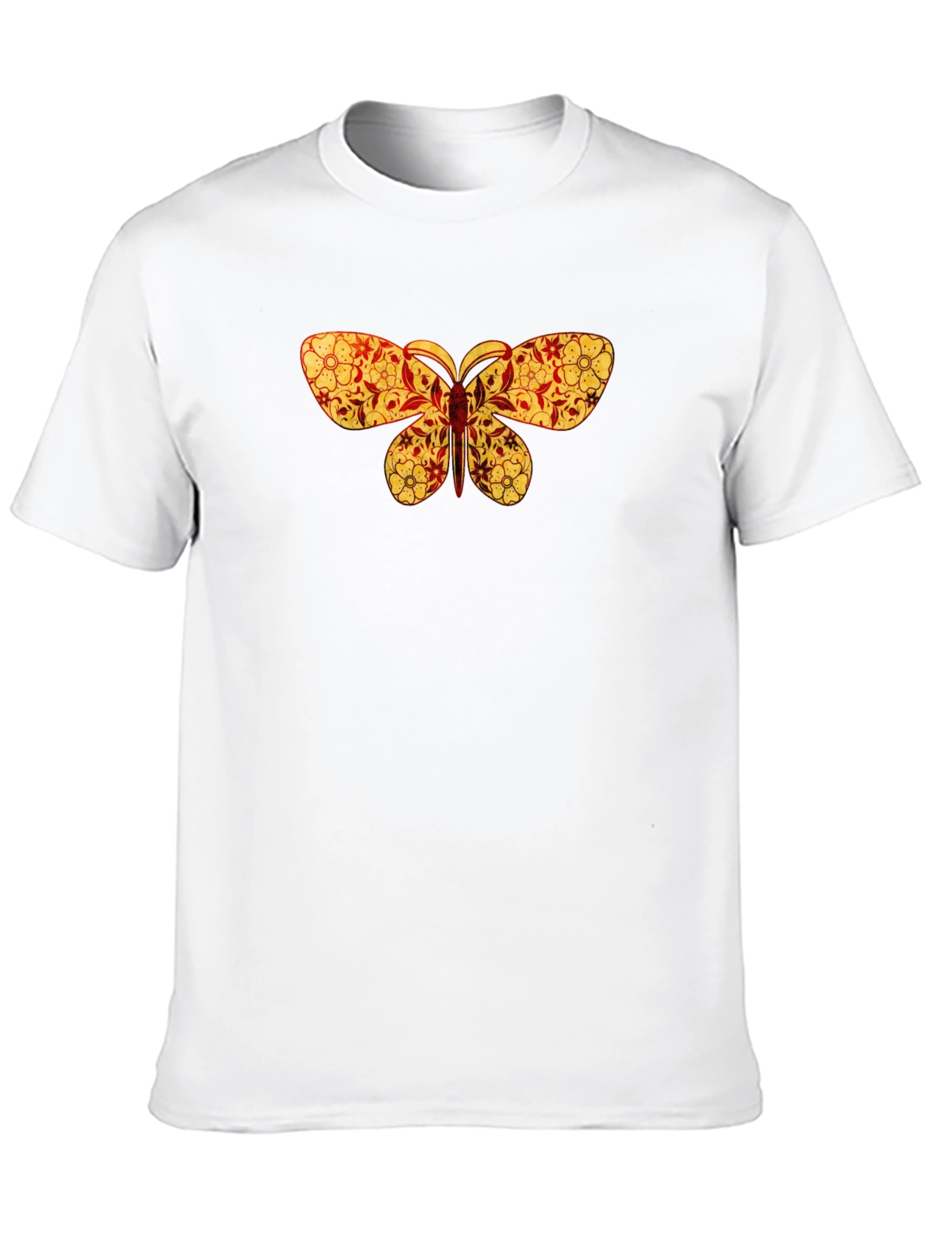 Black Floral Butterfly Print Black T-Shirt view 10