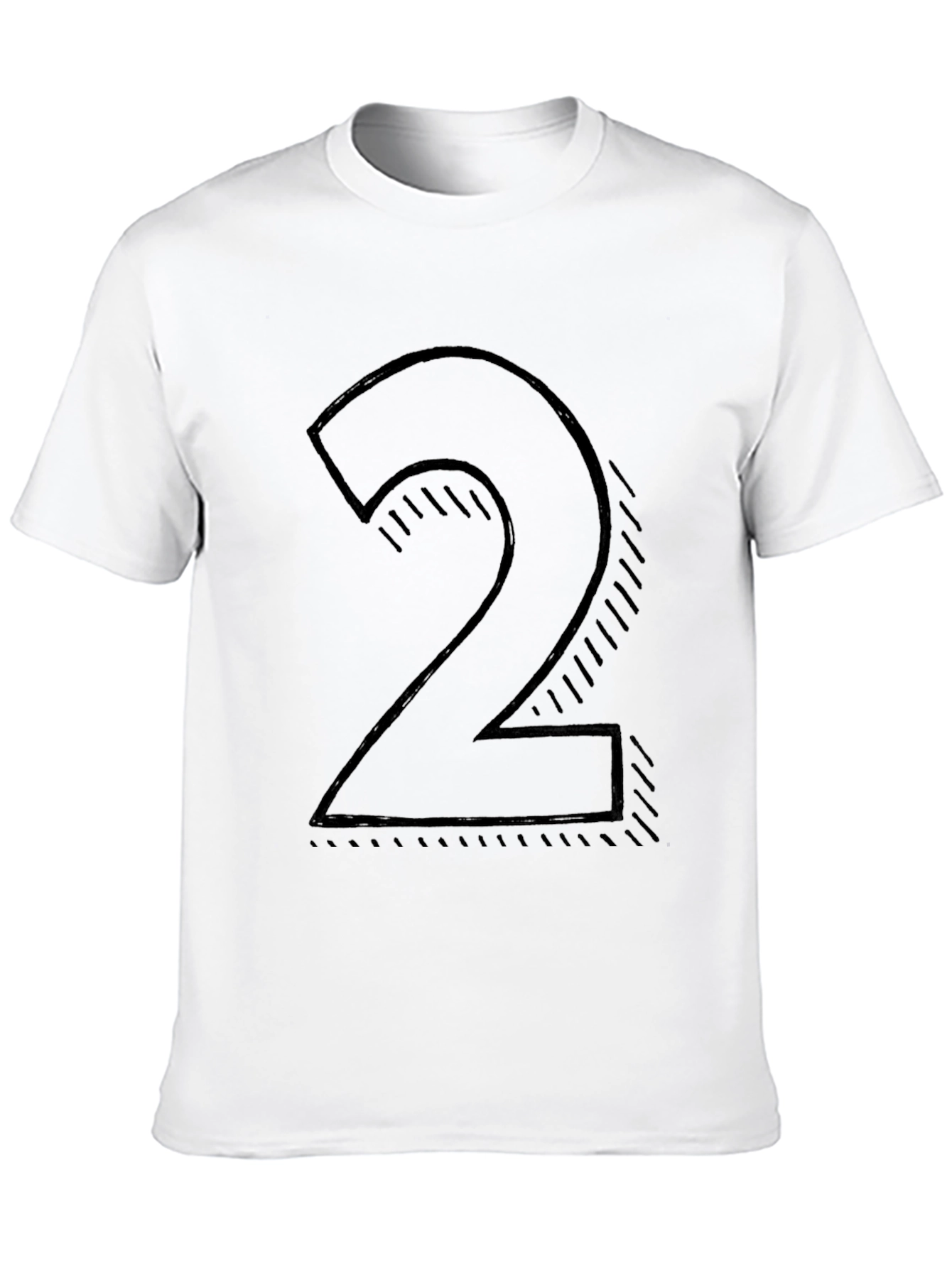 Black Men's Black T-shirt with Number 2 Graphic view 10