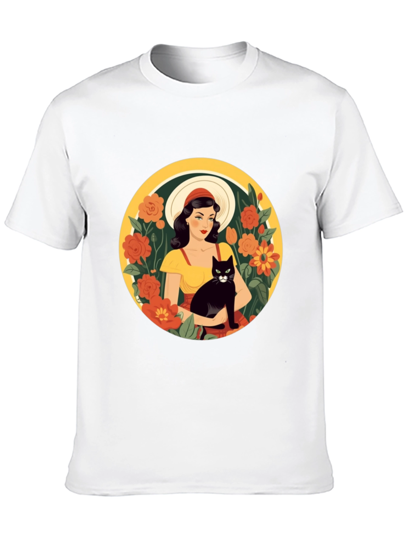 Black Woman with Cat T-Shirt - Retro Style view 10