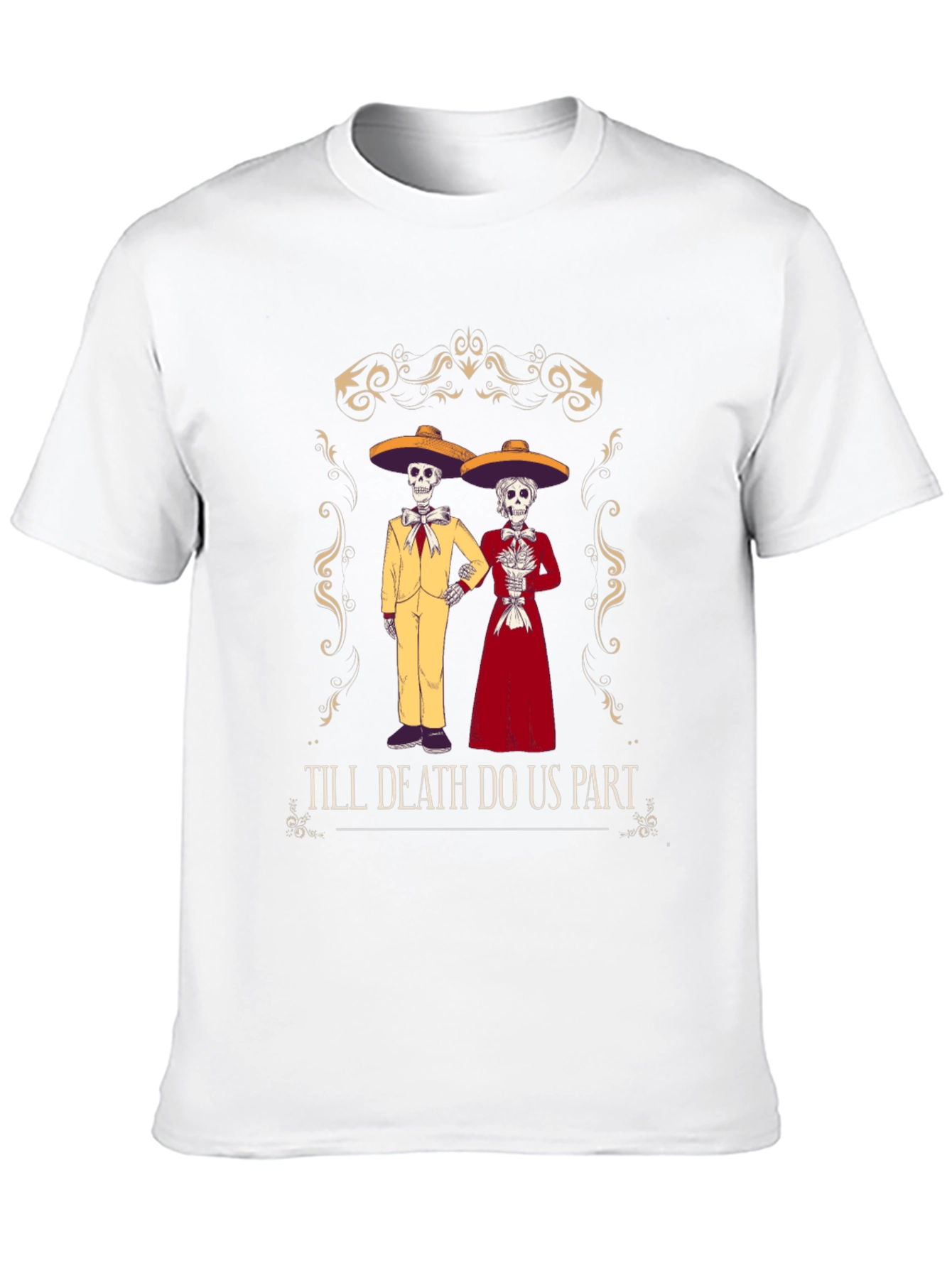 Black Till Death Do Us Part Skeleton Couple T-Shirt view 10