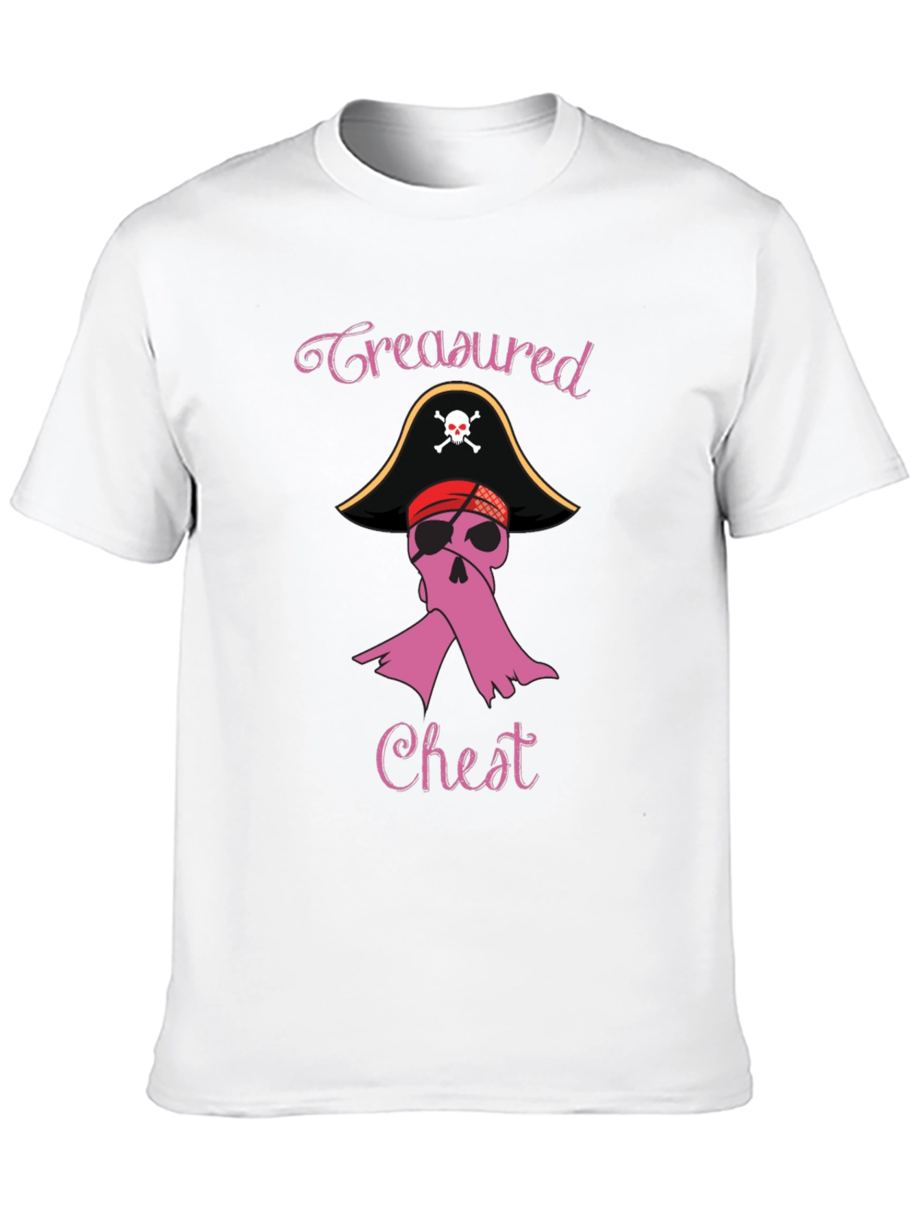 Black Treasured Chest Pirate Breast Cancer Awareness T-Shirt view 10