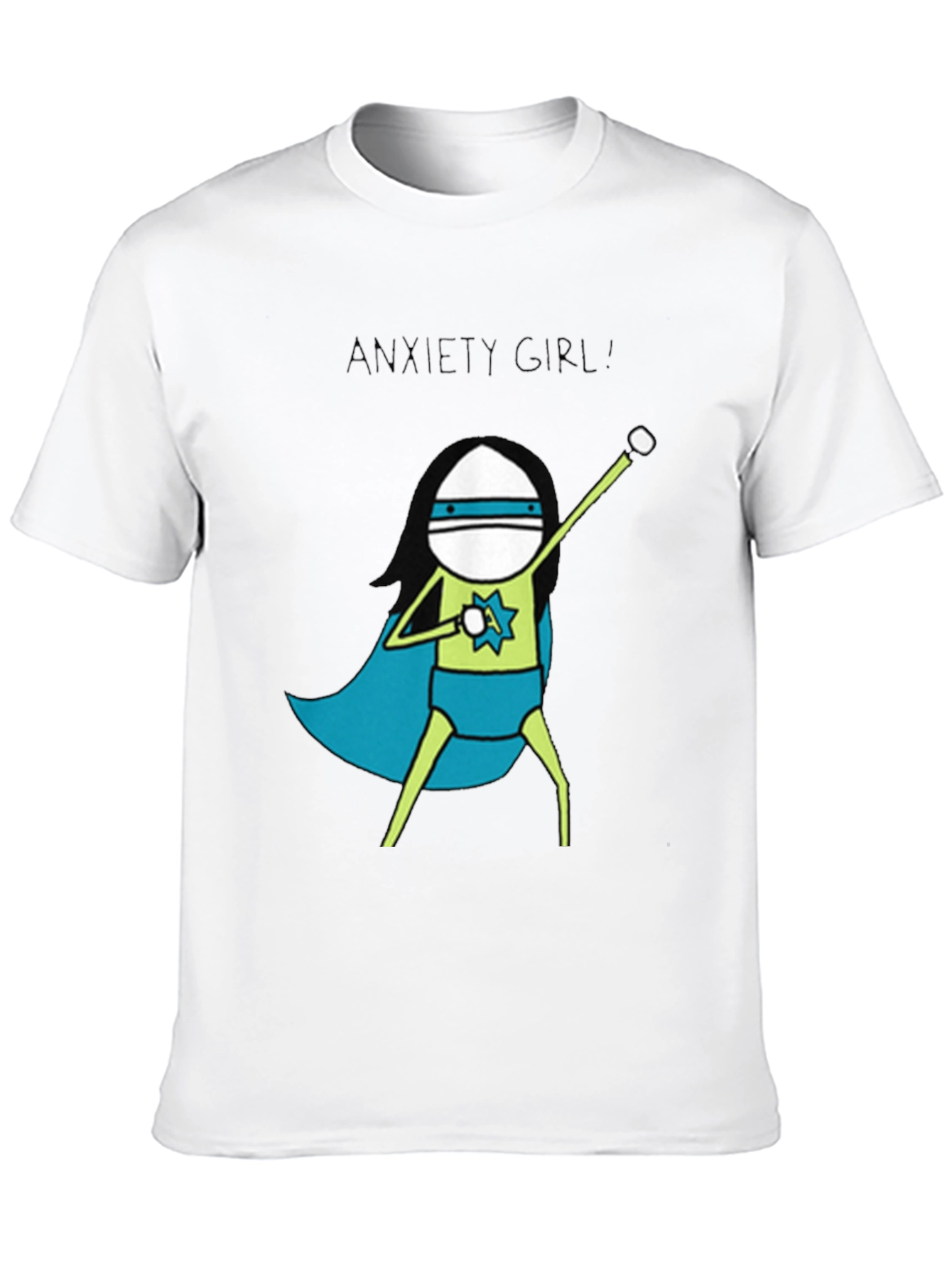 Black Anxiety Girl T-Shirt - Super Hero Graphic Tee view 10
