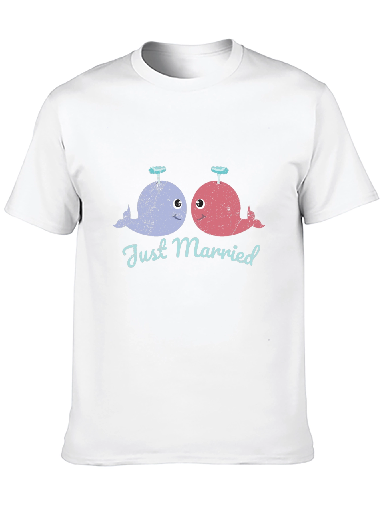 Black Just Married Whale T-Shirt - Cute Couple Tee view 10