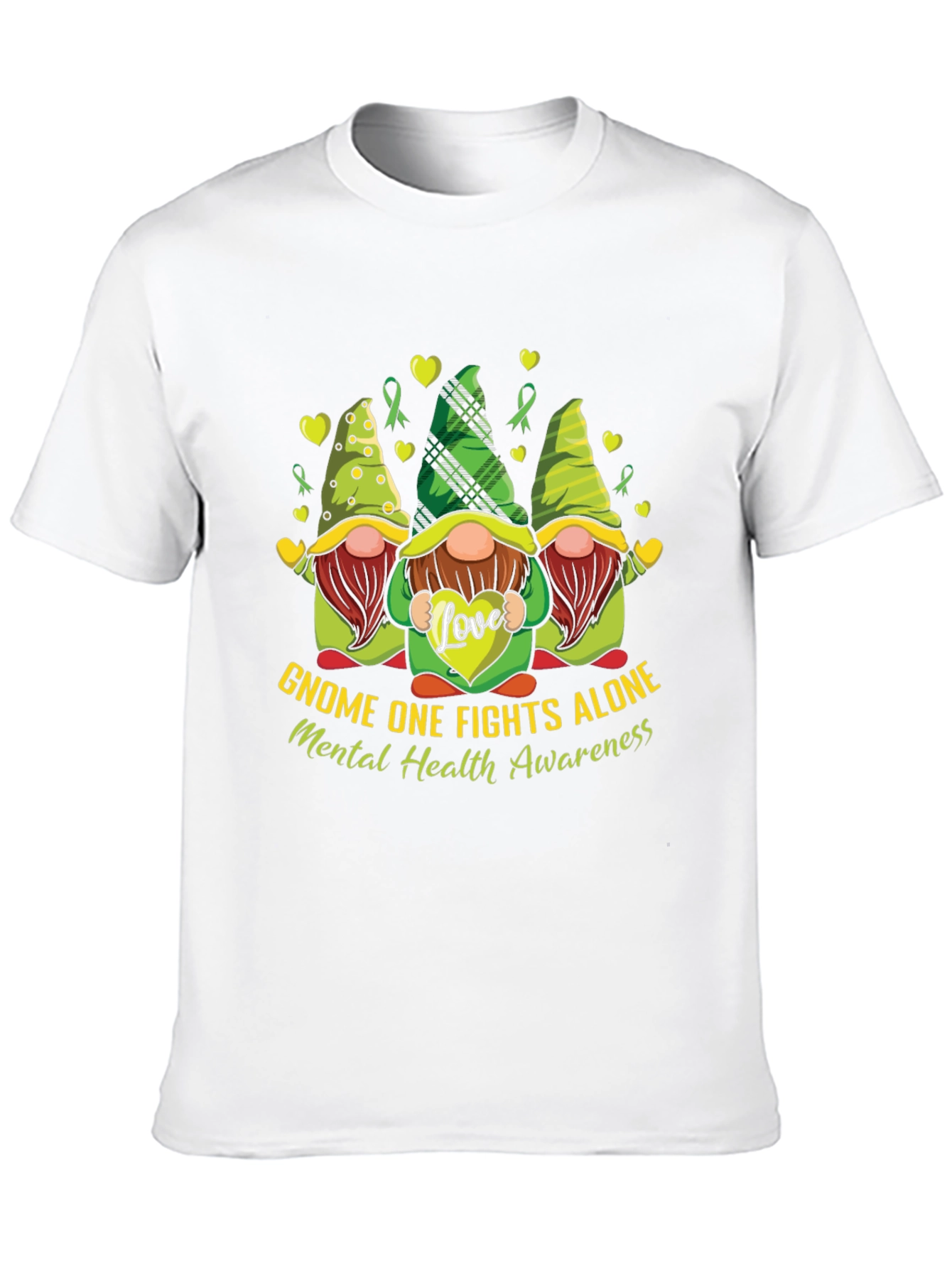 Black Gnome One Fights Alone Mental Health Awareness T-Shirt view 10