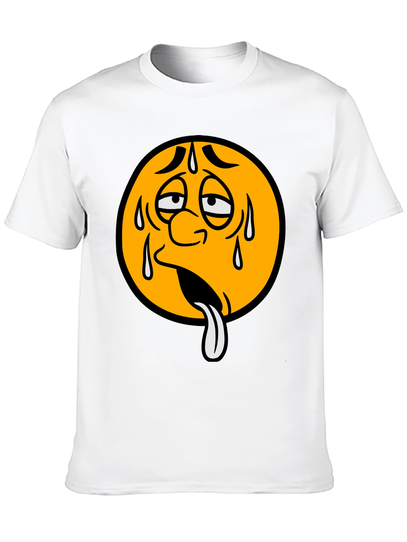 Black Sweating Emoji Graphic T-Shirt - Unisex view 10