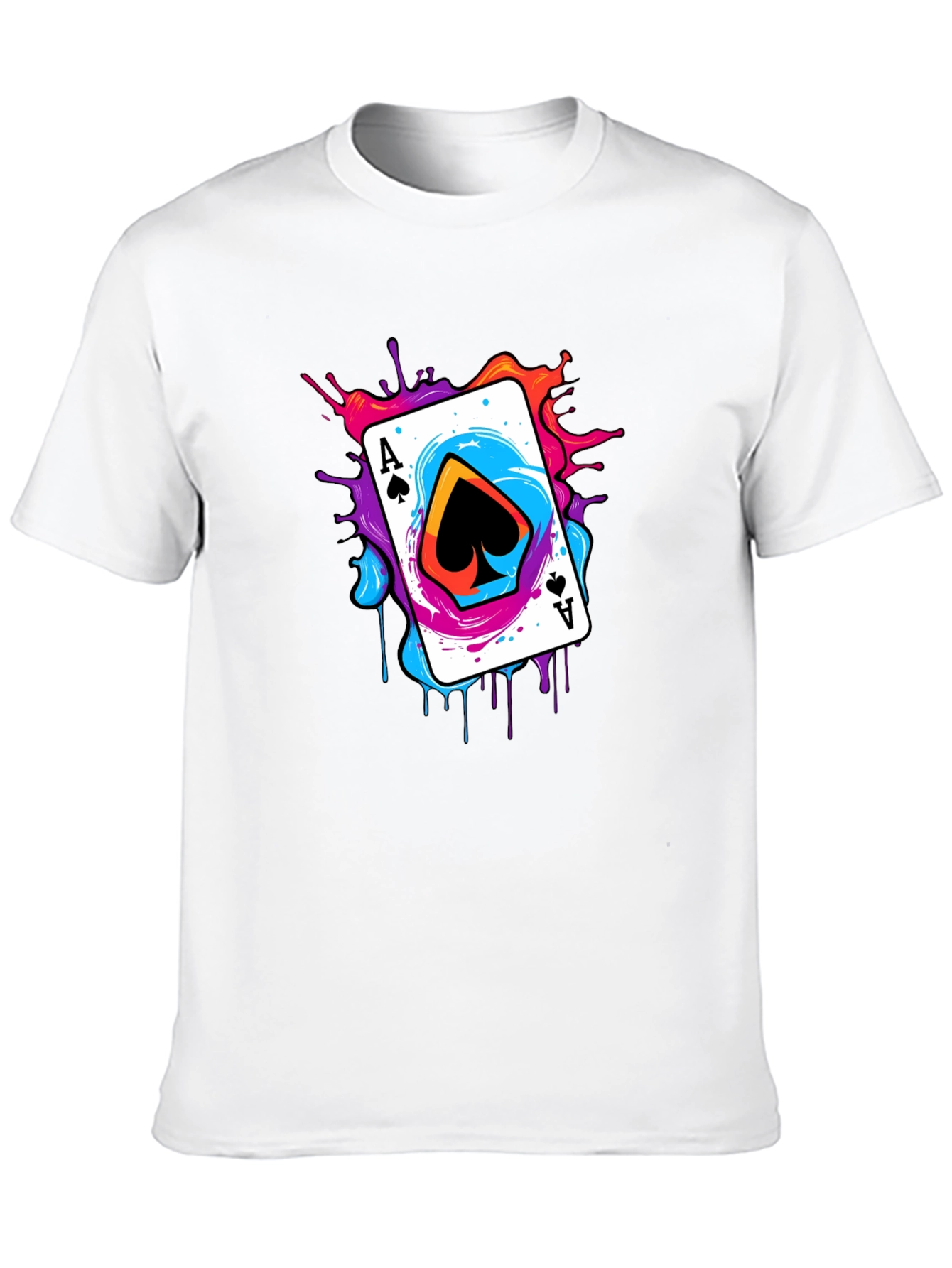 Black Ace of Spades Graphic Tee - Colorful Card Design view 10