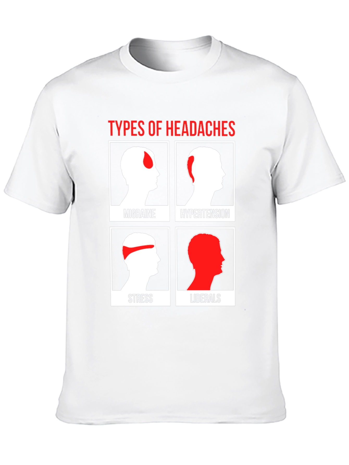 Black Types of Headaches Humor T-Shirt view 10
