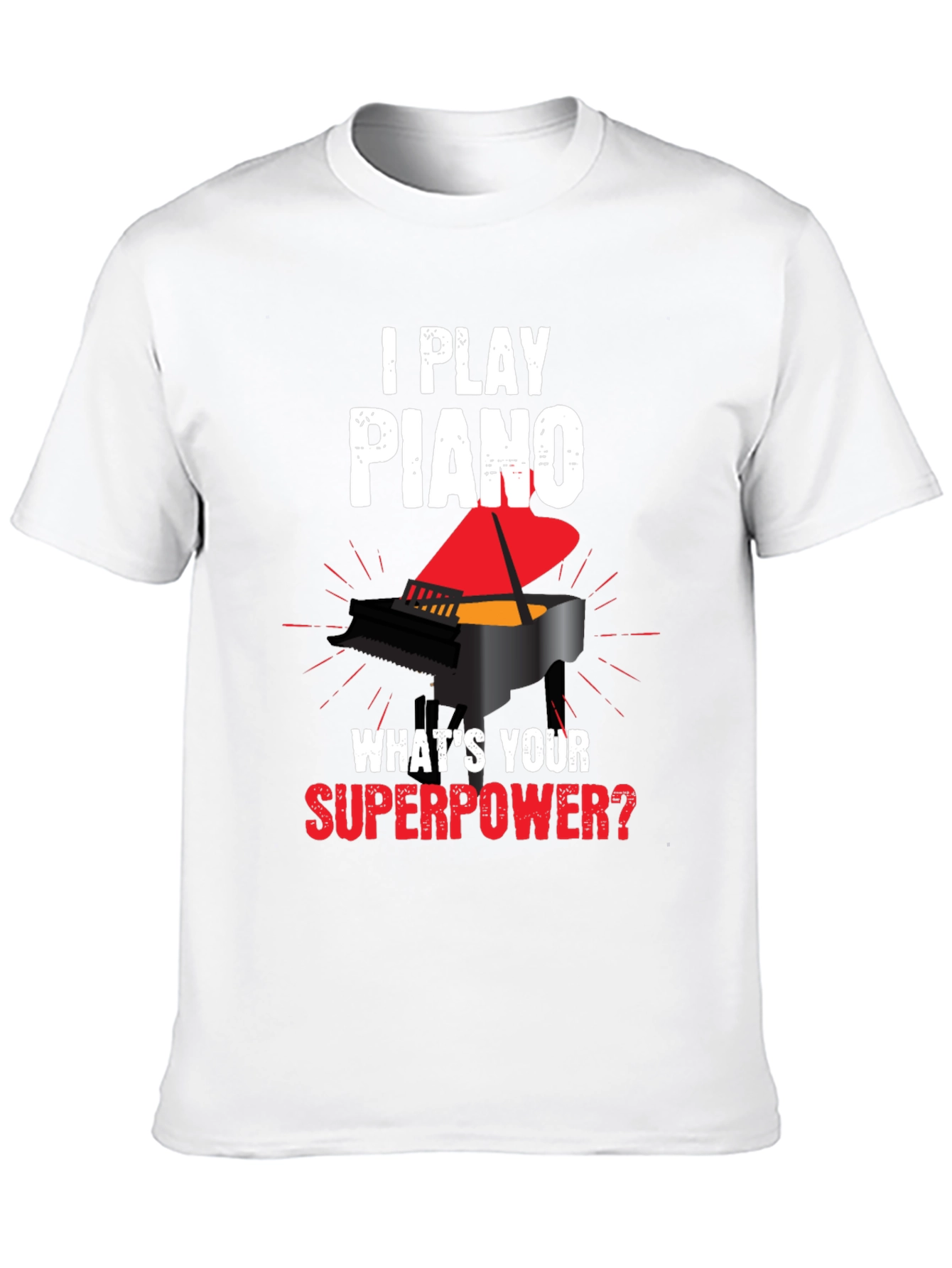 Black I Play Piano Superpower Graphic T-Shirt view 10