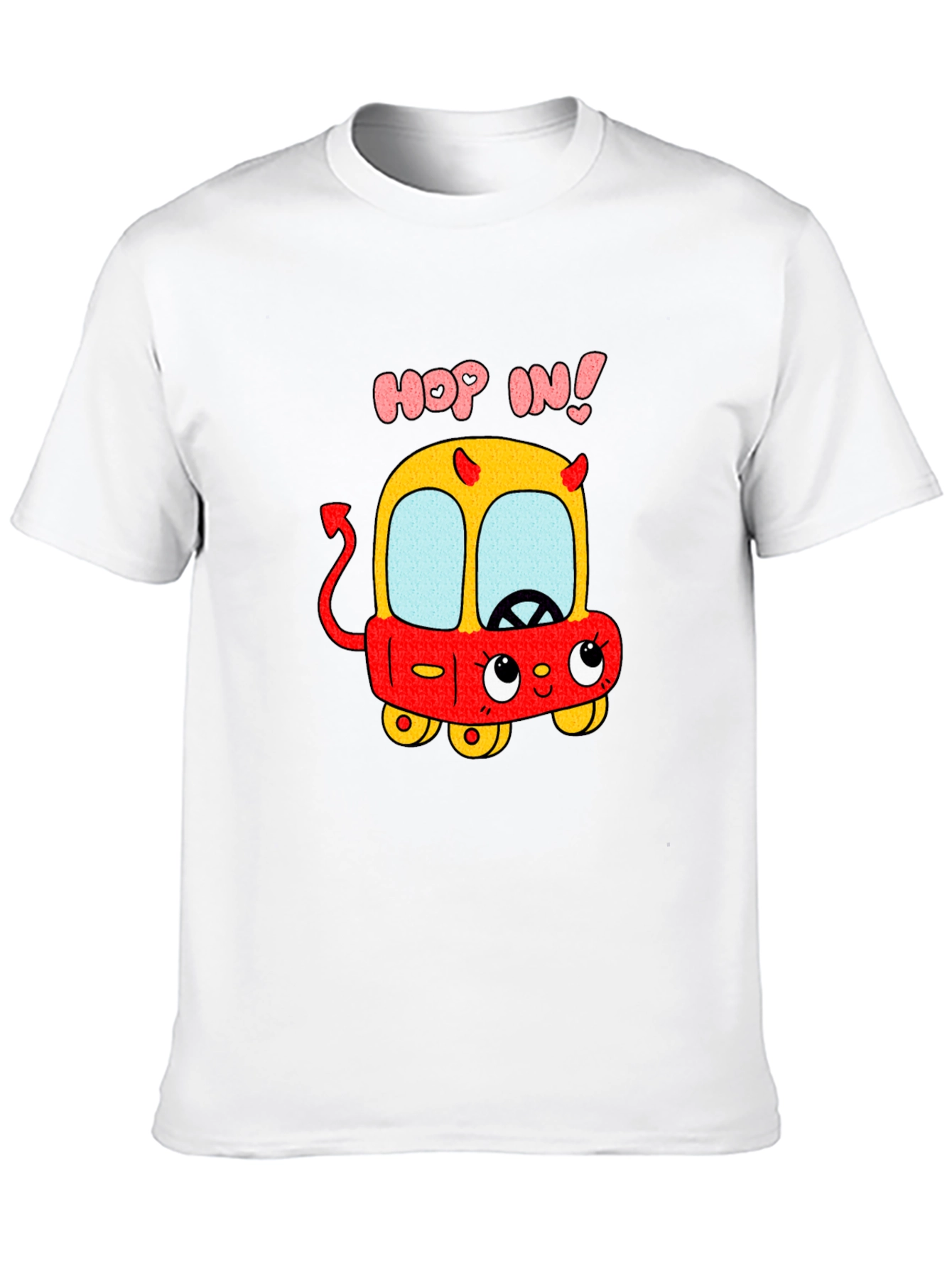 Black Funny Cartoon Devil Car T-Shirt - Hop In! view 10