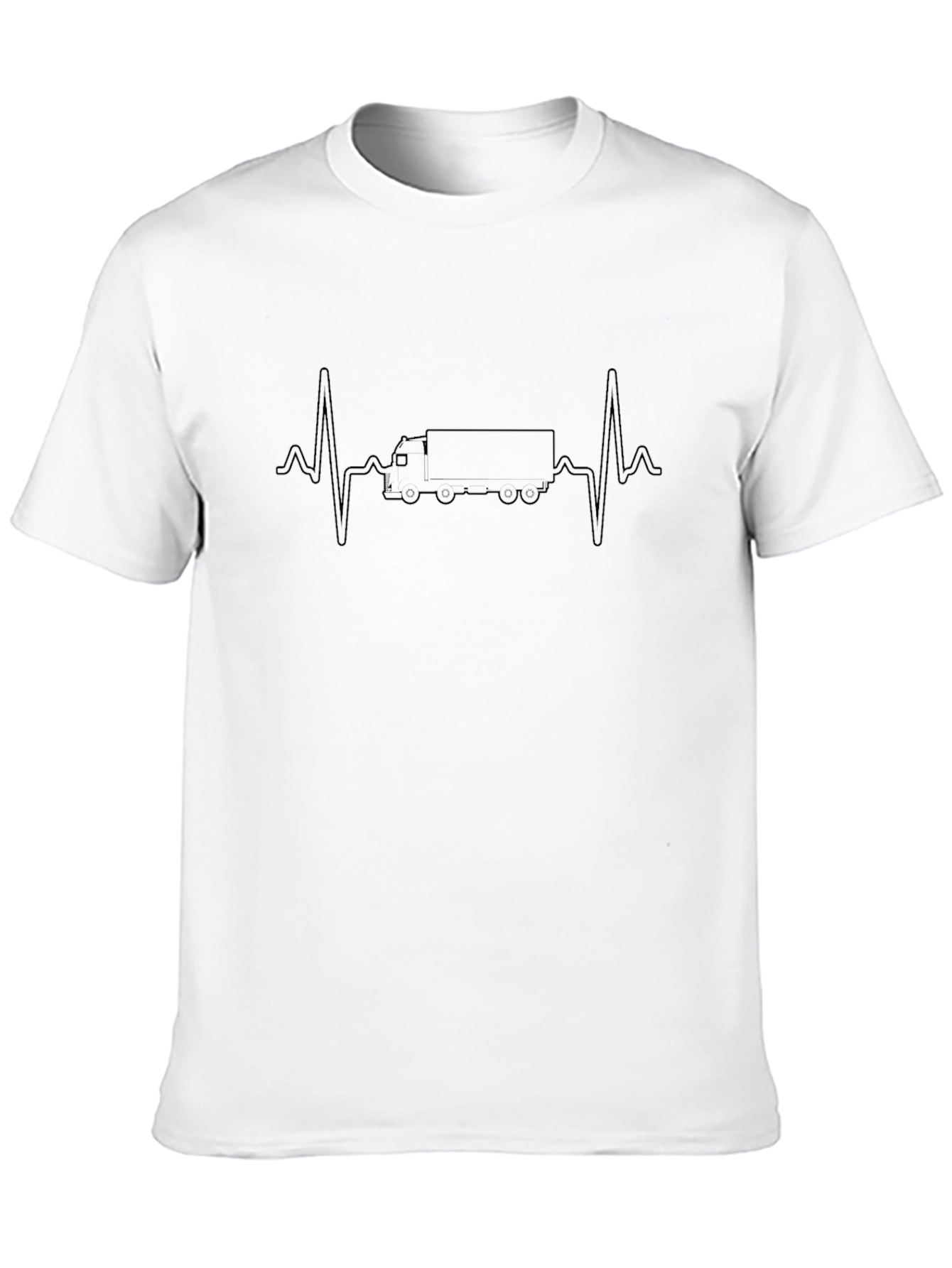 Trucker Heartbeat T-Shirt - Black Crew Neck Tee - 10