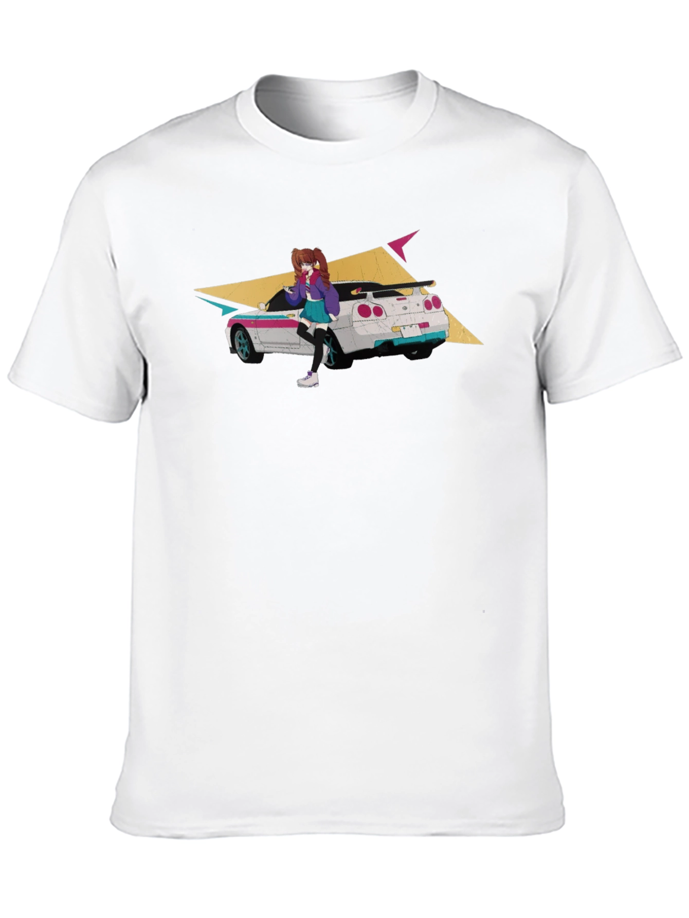 Black Anime Car Graphic Black T-Shirt view 10