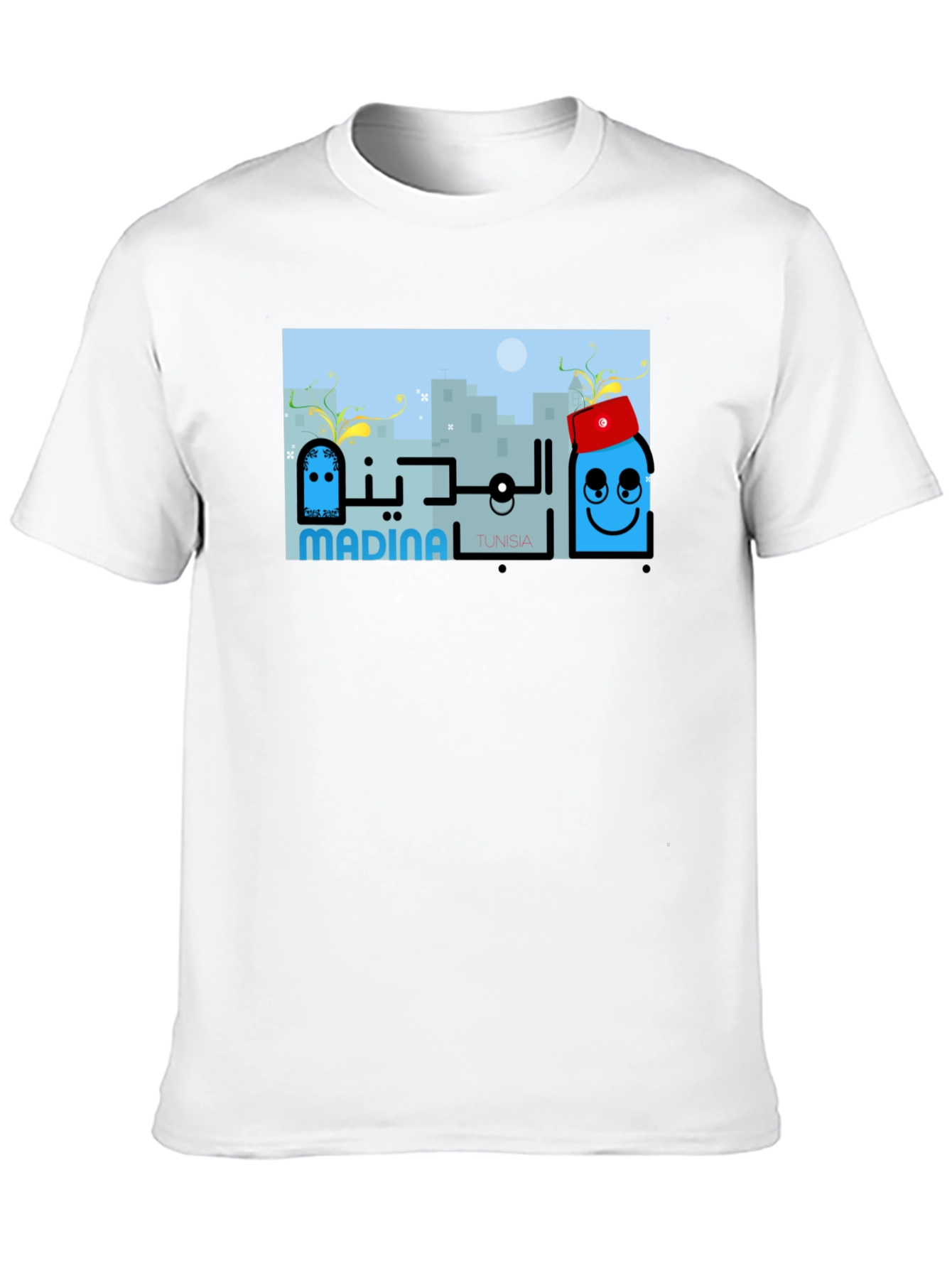 Black Madina Tunisia Graphic Tee - Cityscape T-Shirt view 10