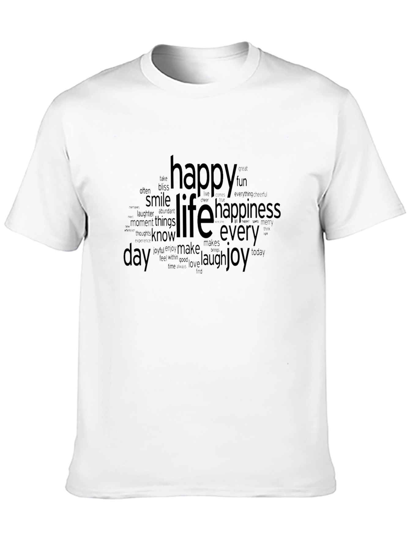 Black Happy Life Word Art T-Shirt - Everyday Joy view 10