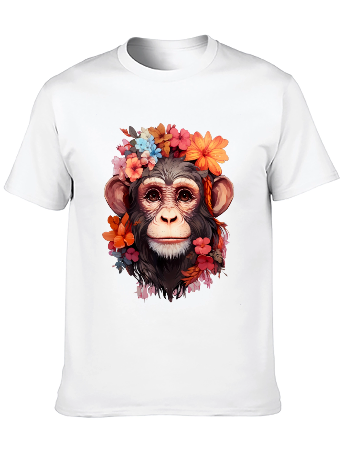 Black Floral Monkey T-Shirt - Unique Graphic Tee view 10