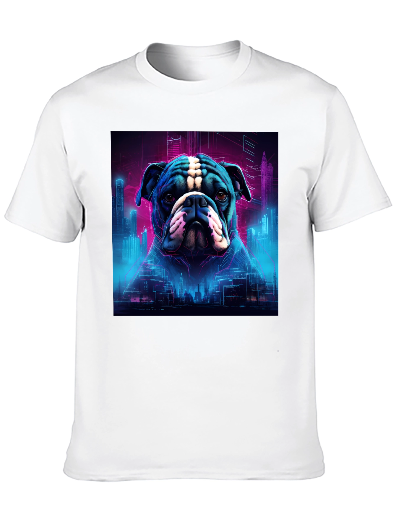 Black Cyberpunk Bulldog Graphic Tee view 10