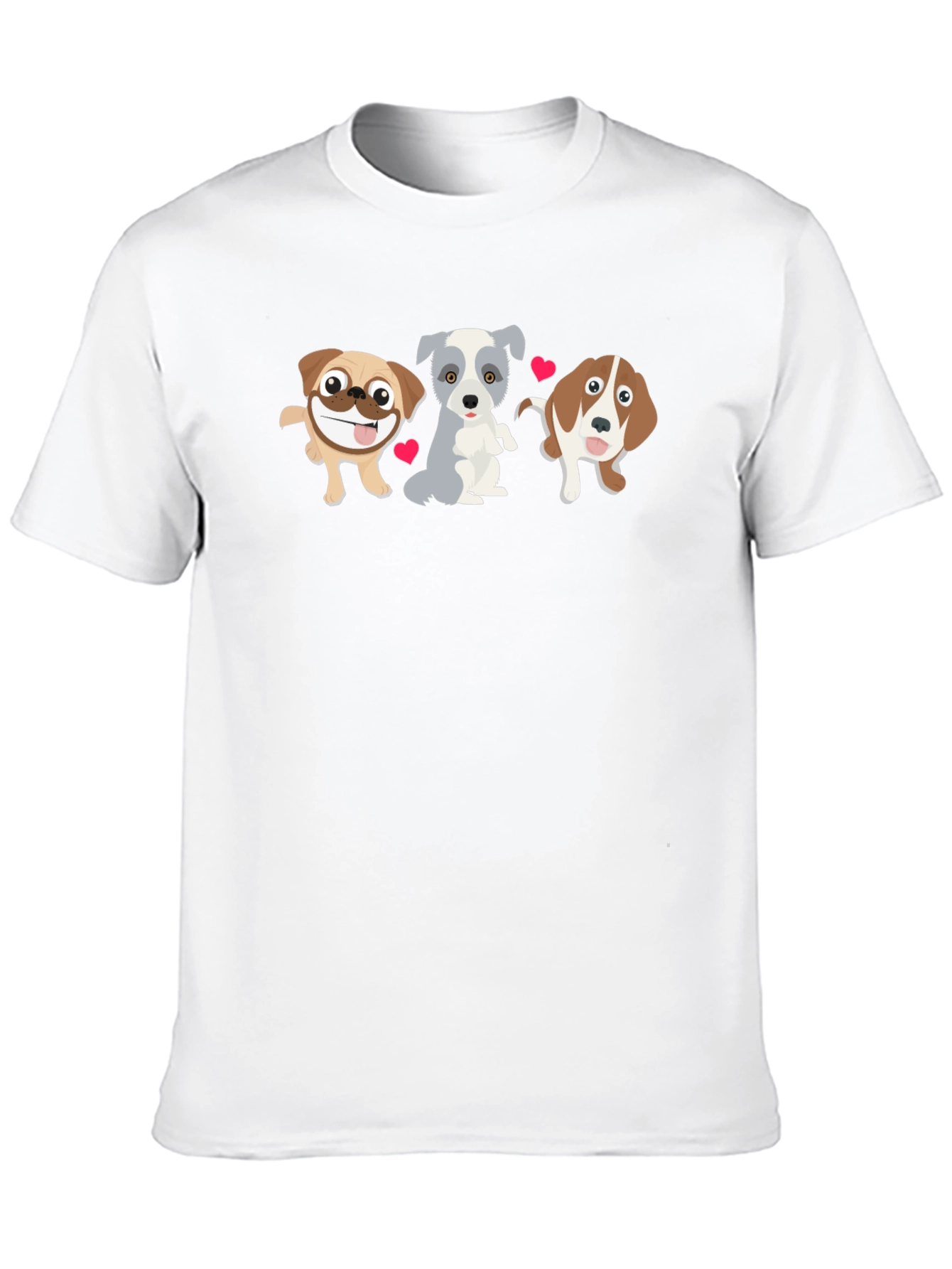 Black Cute Cartoon Dogs Black T-Shirt view 10