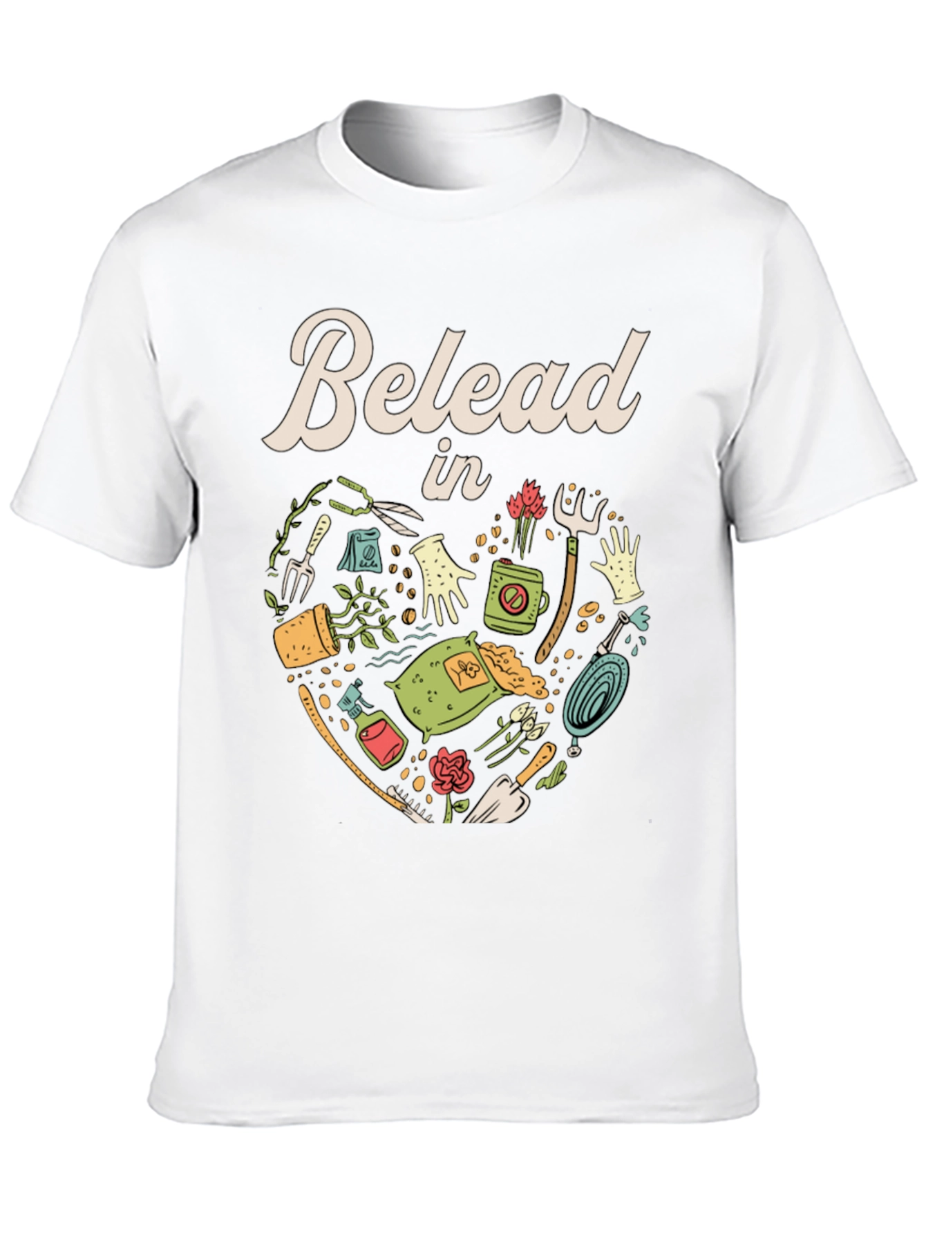 Black Gardening T-Shirt - "Belead in" Design - Black view 10