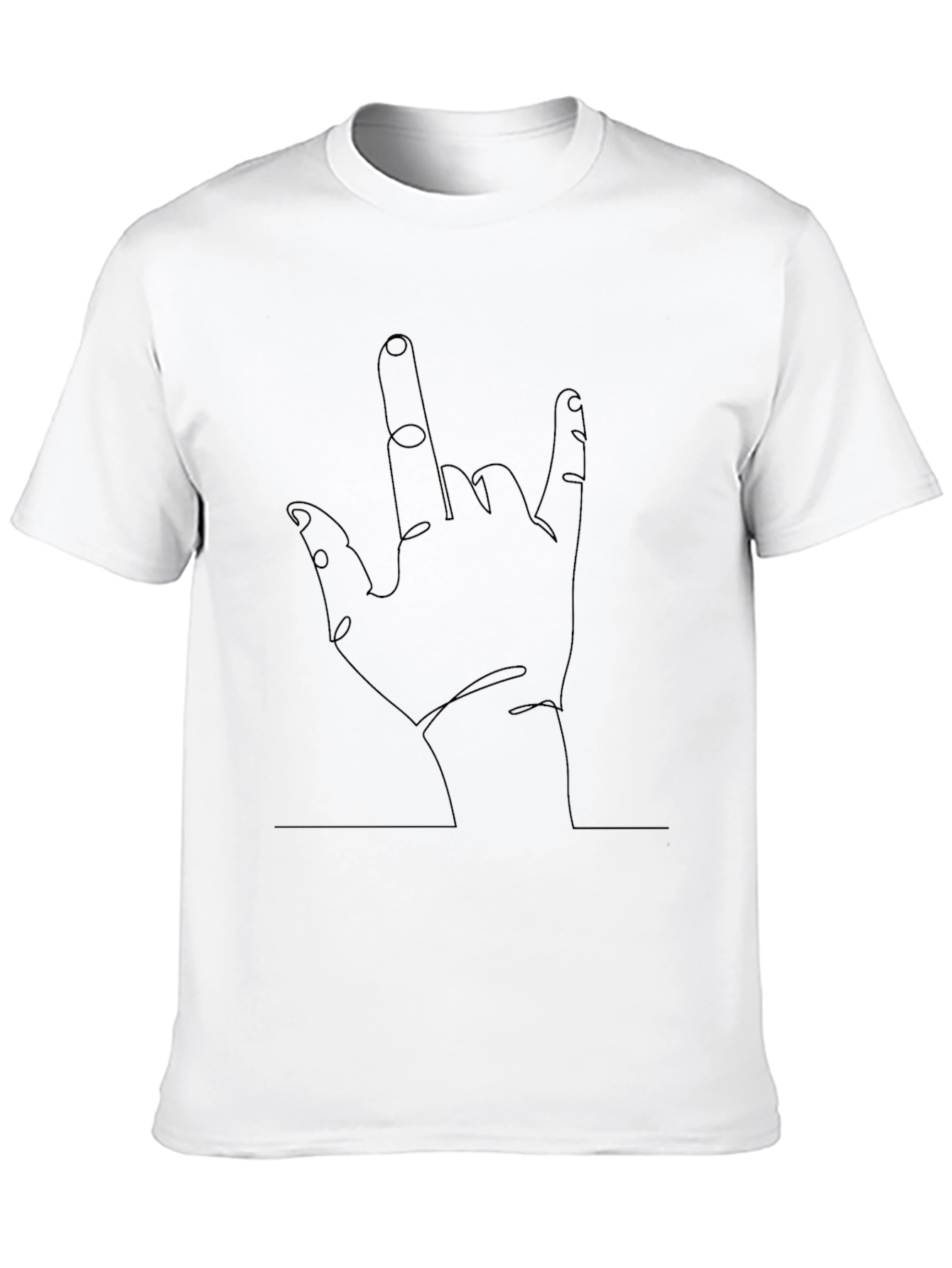 Black Minimalist Hand Sign Black T-Shirt view 10
