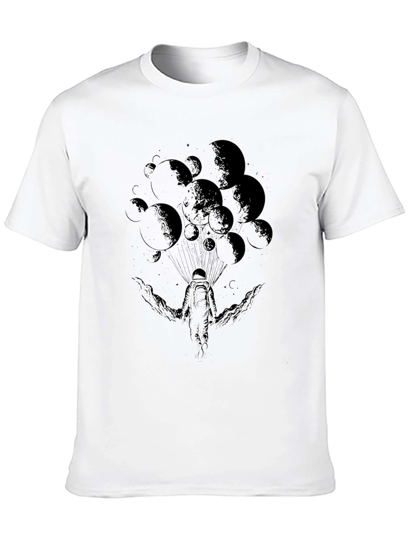 Black Astronaut Moon Graphic Tee - Black Cotton T-Shirt view 10