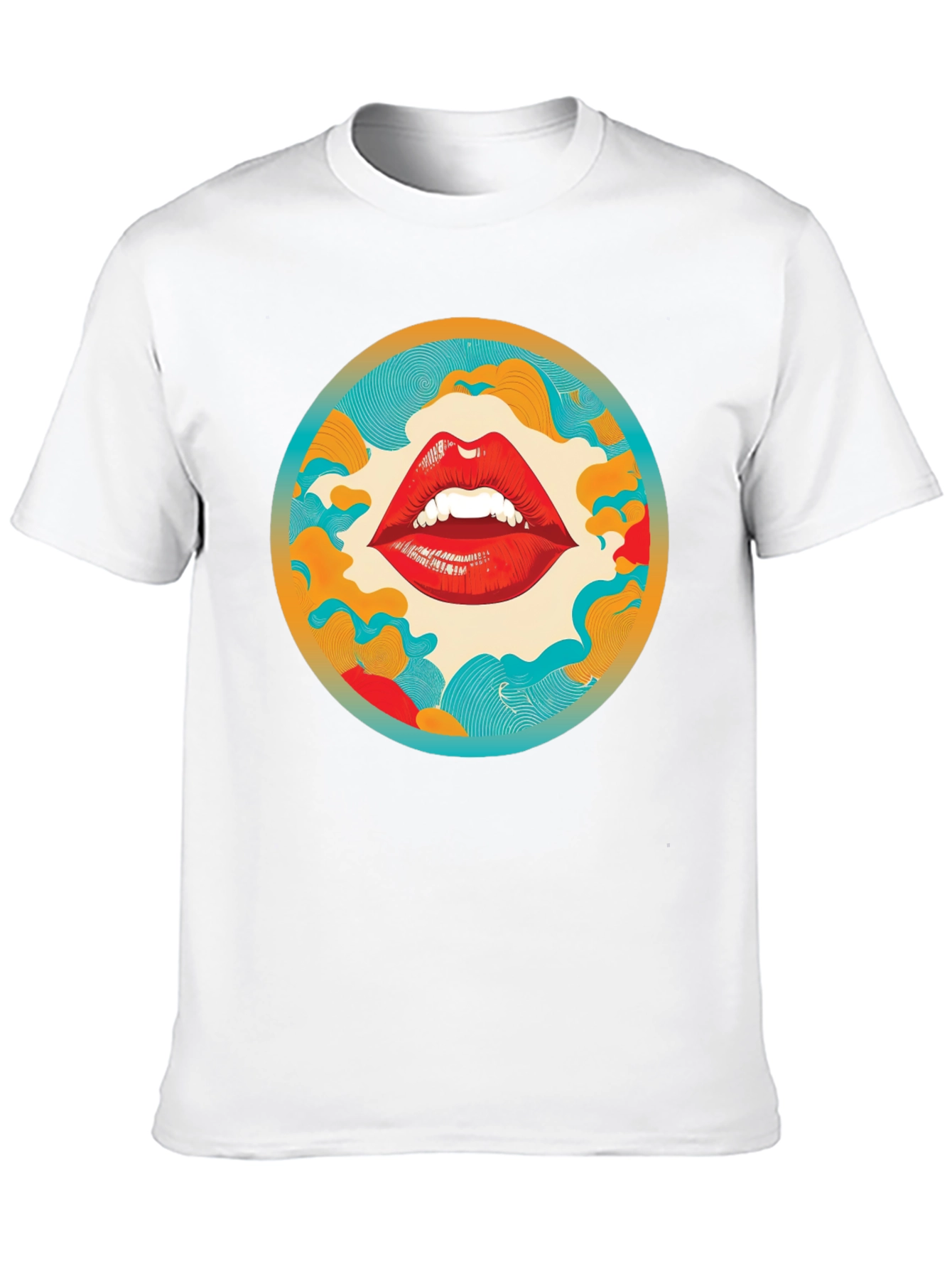 Black Graphic Lips Print Crew Neck Tee view 10